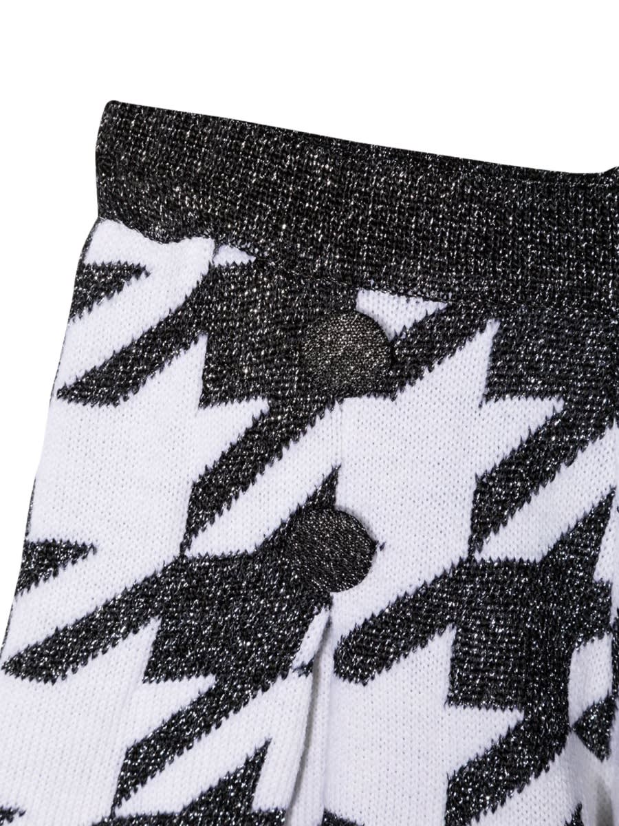 Simonetta Teen Houndstooth-pattern Knitted Shorts In Black