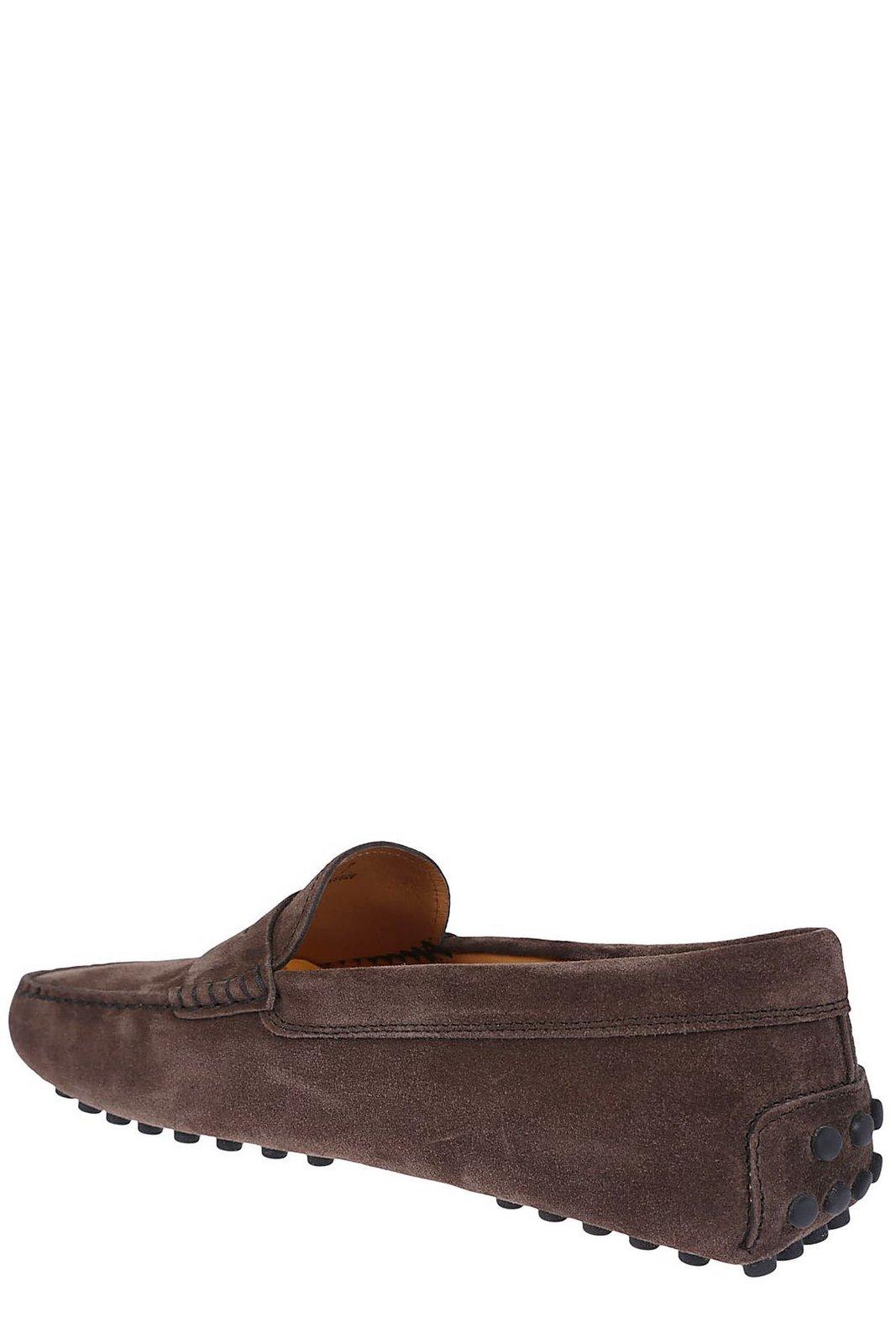 Tod's Brown Leather Loafers With Minimalist Design In Testa Di Moro