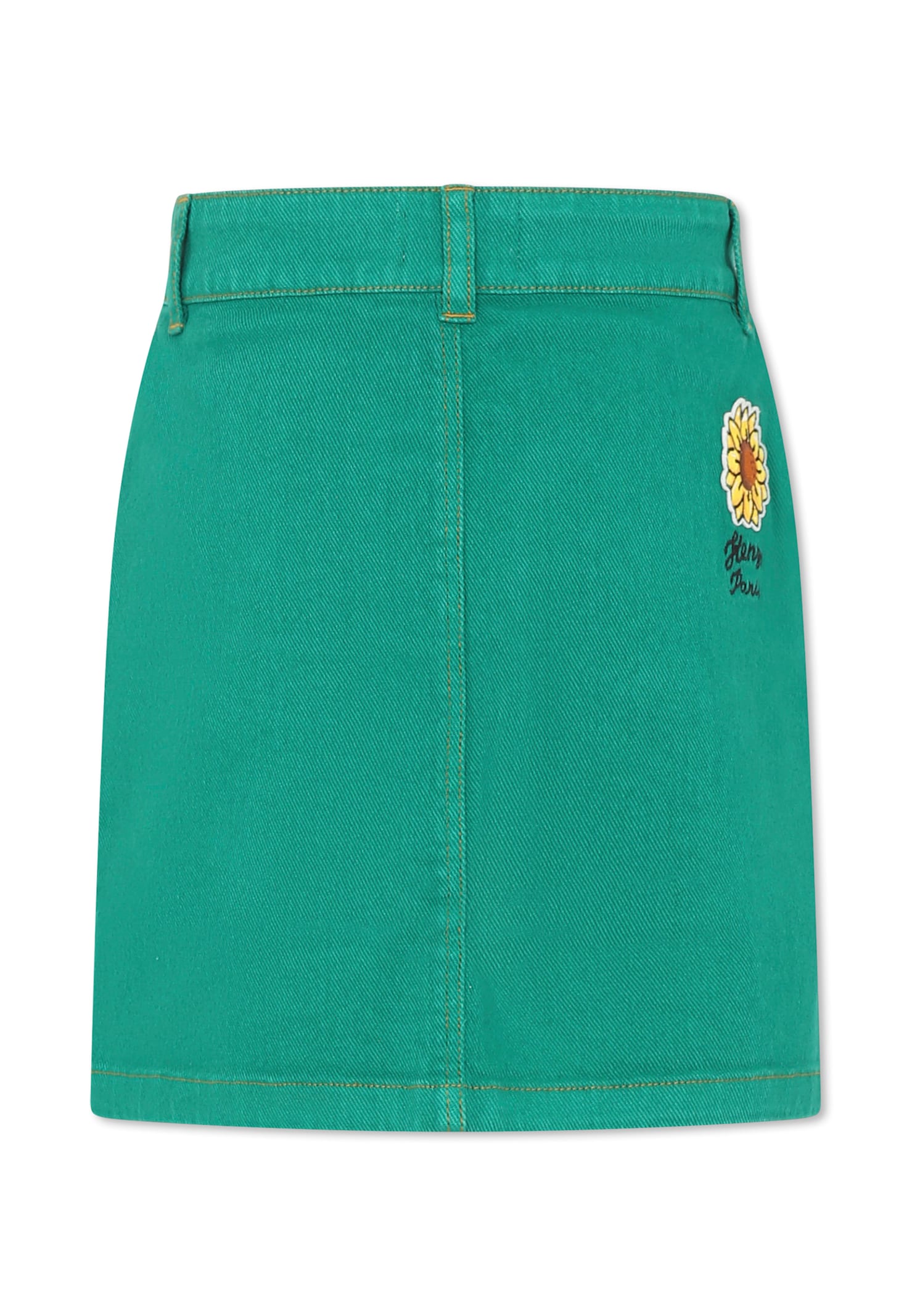 Kenzo Green Skirt For Girl With Logo In Green