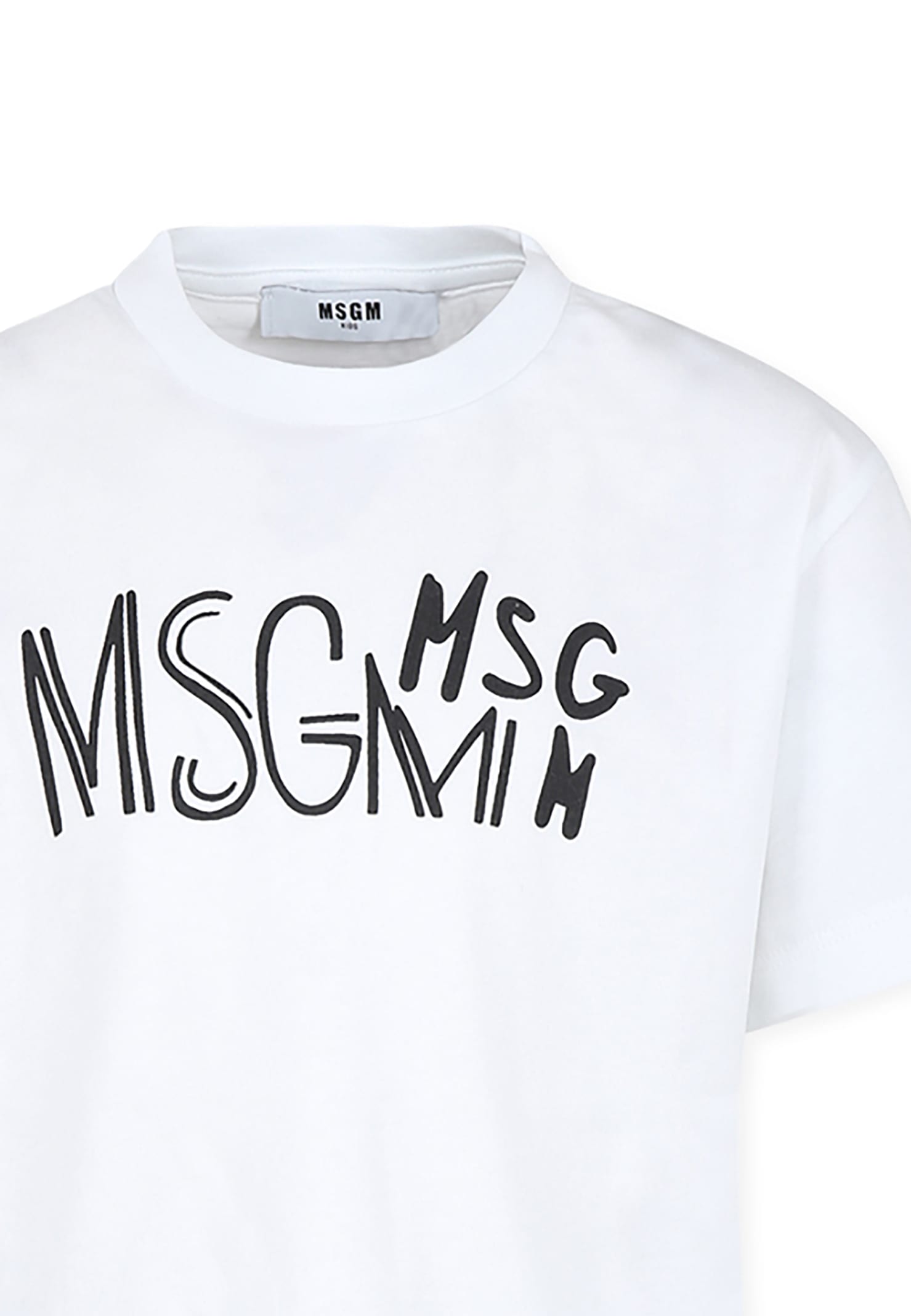 Shop Msgm White T-shirt For Boy With Logo In Bianco