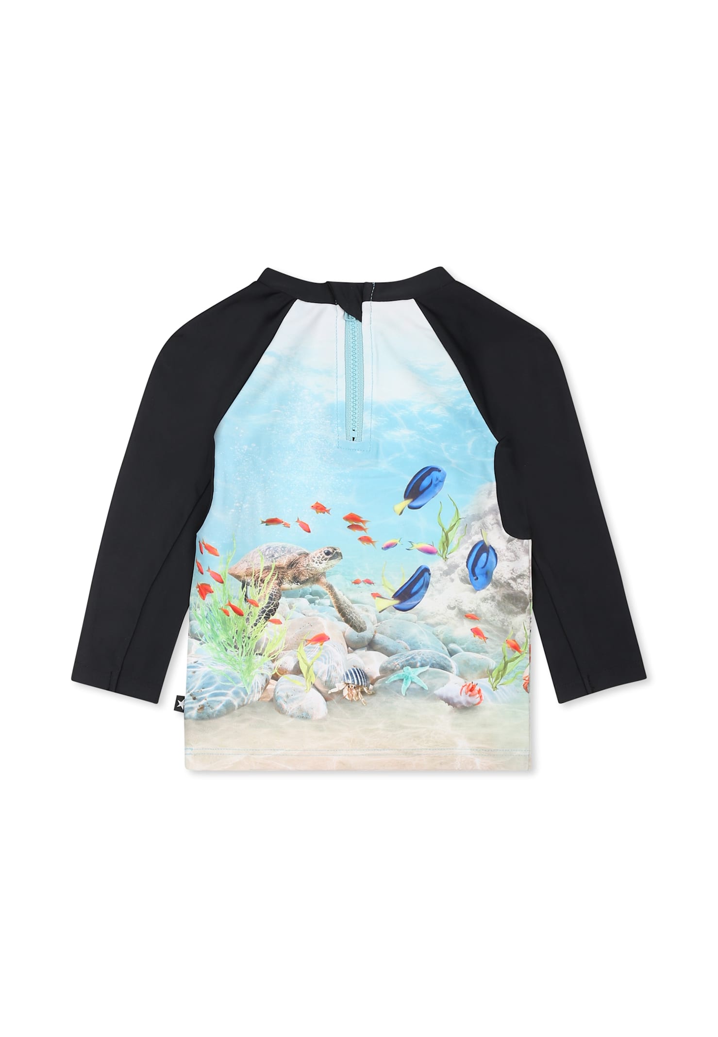 Molo Light Blue Anti-uv T-shirt For Baby Boy With Ocean Print In Multicolor