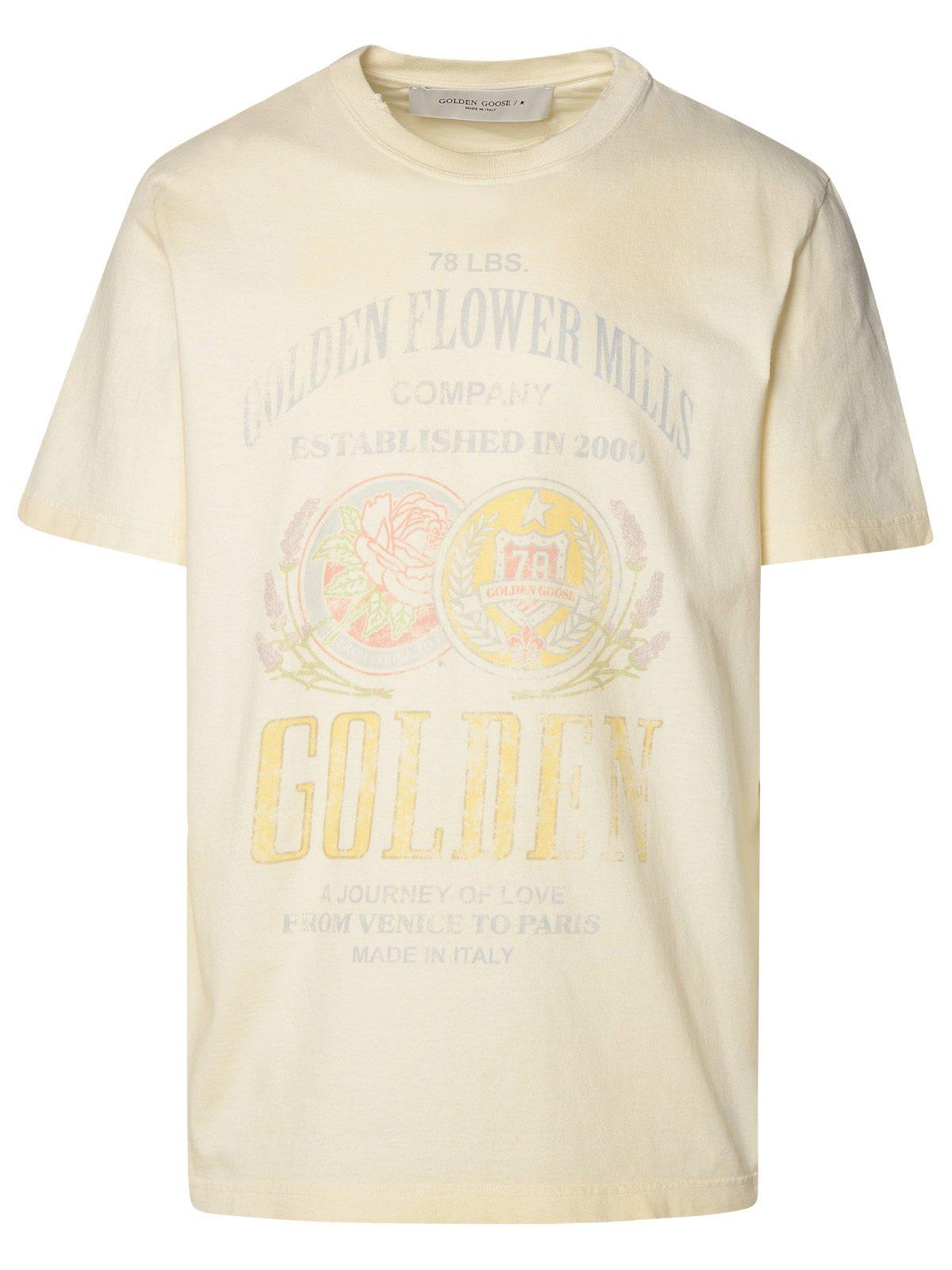 Shop Golden Goose Logo Printed Crewneck T-shirt In White