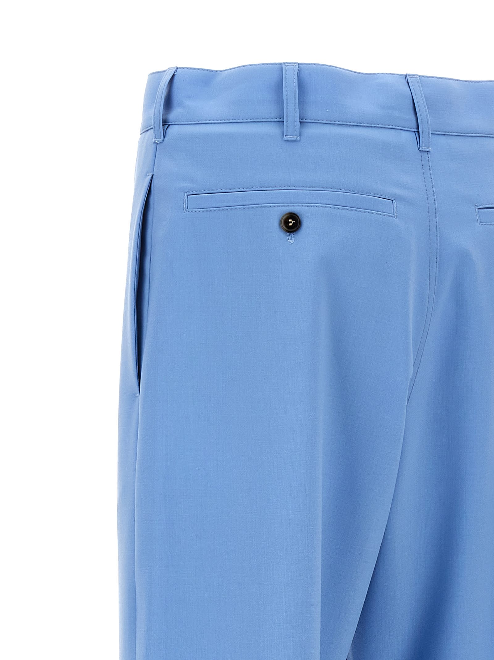 Shop Marni Logo Embroidery Pants In Light Blue