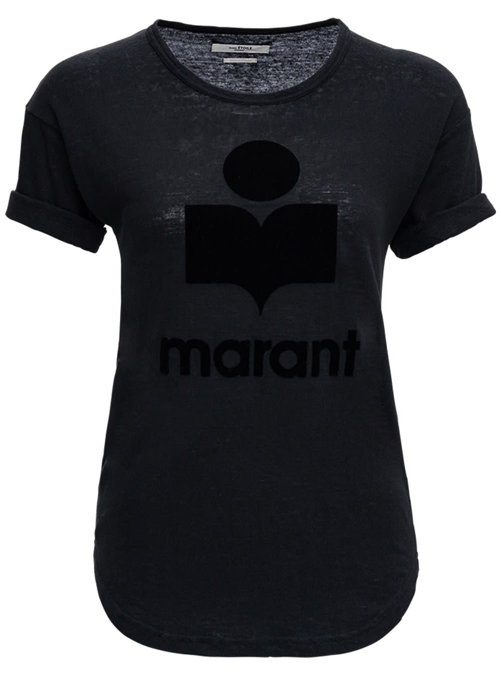 Isabel Marant Étoile Black Linen T-shirt With Logo