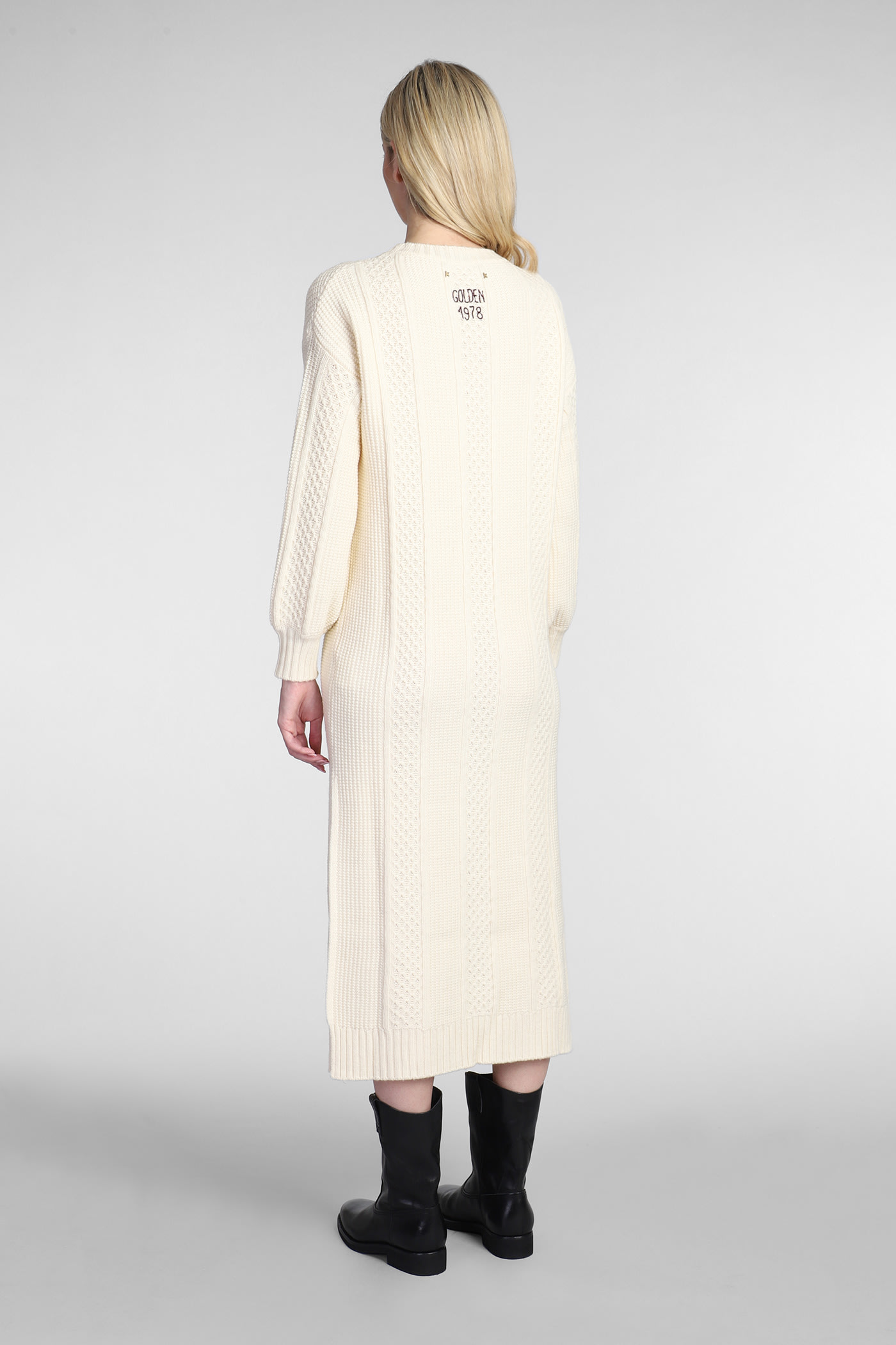 Shop Golden Goose Dress In Beige Wool In Lambs Wool/ Sassfrass
