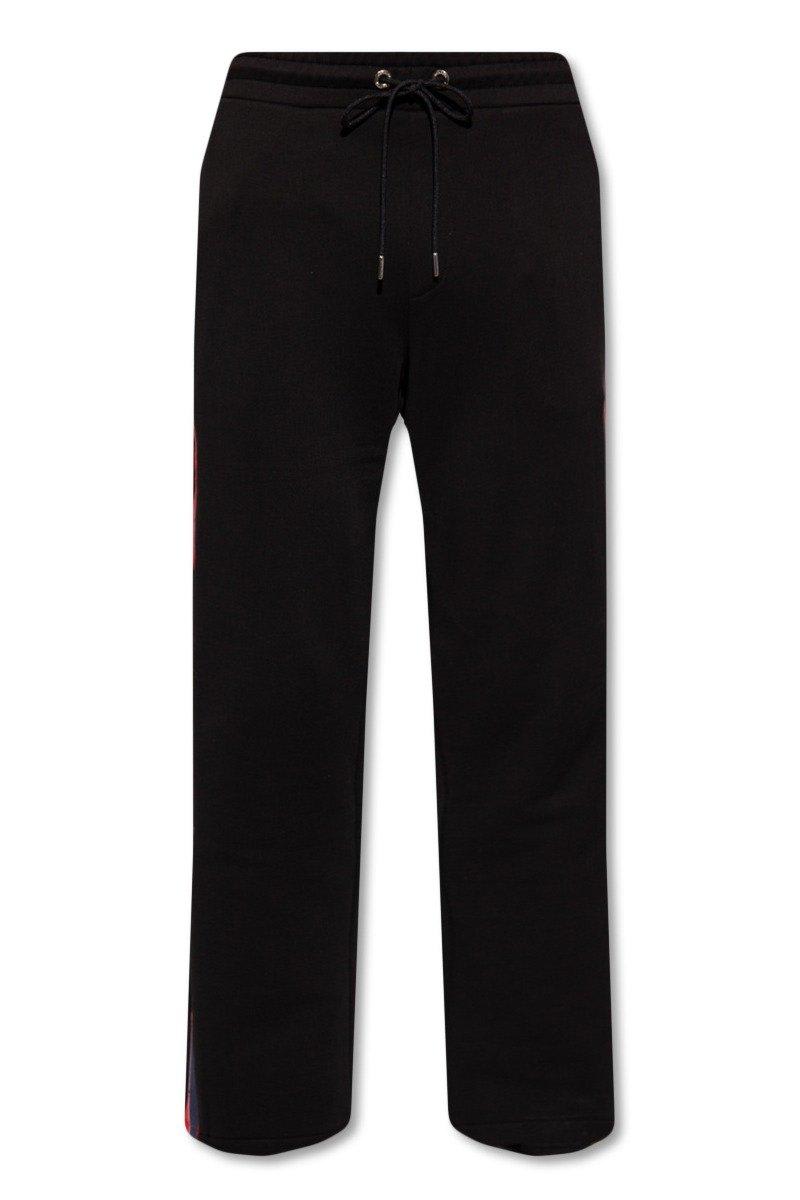 Shop Moncler Drawstring Straight Leg Pants In Black