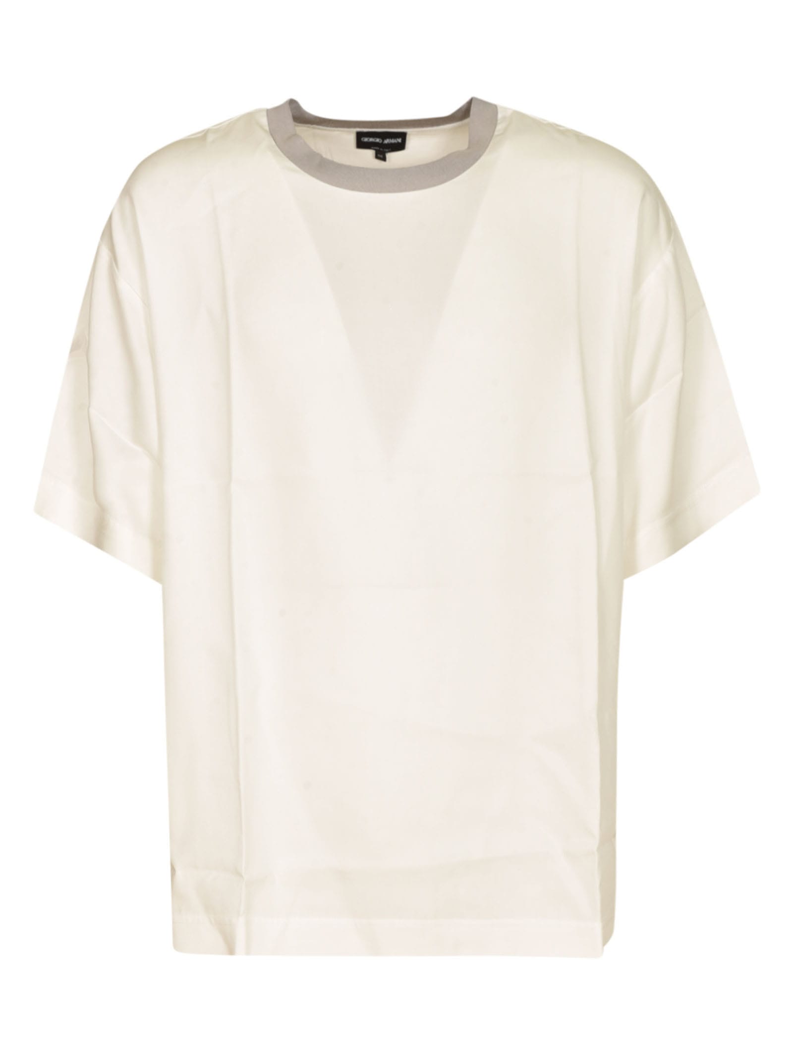 Giorgio Armani Round Neck Oversized Plain T-shirt In White Pearl