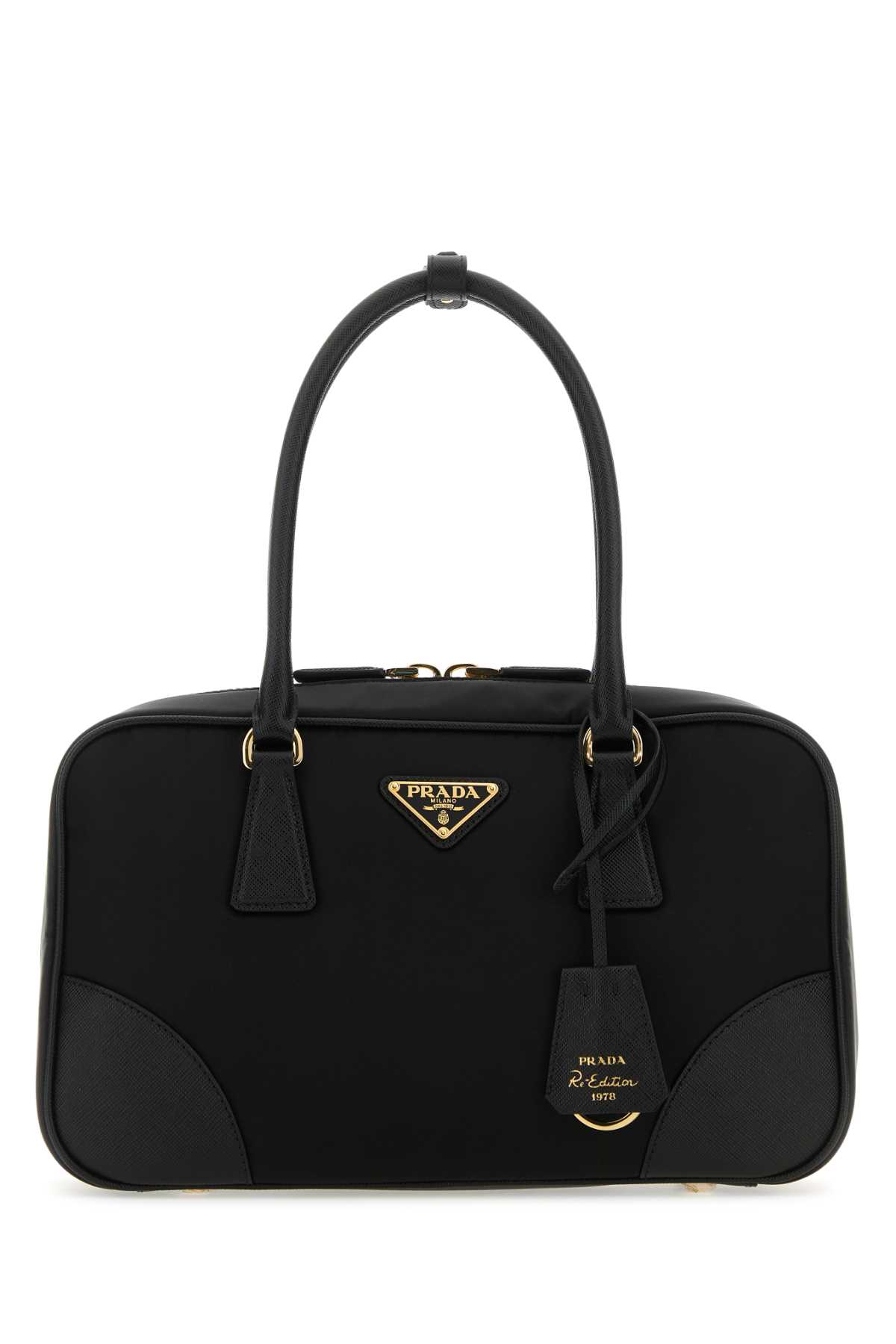 Shop Prada Black Canvas Medium Re-edition 1978 Handbag In Nero