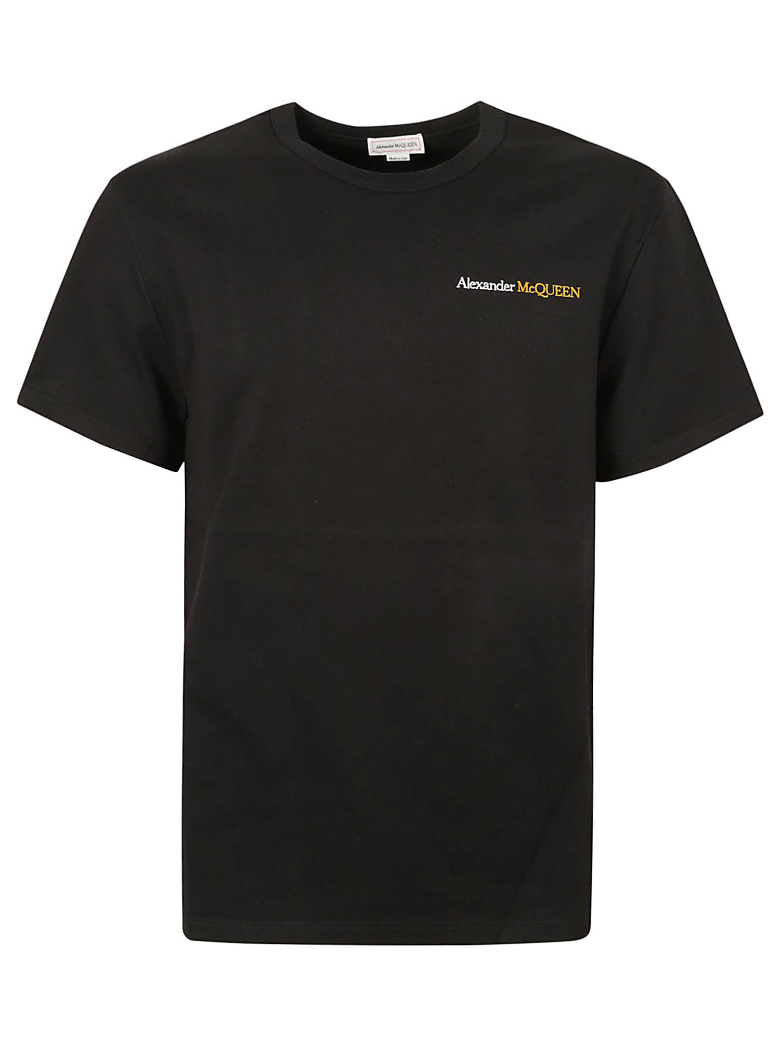 Alexander Mcqueen Chest Logo Regular T-shirt In Black/silver/gold