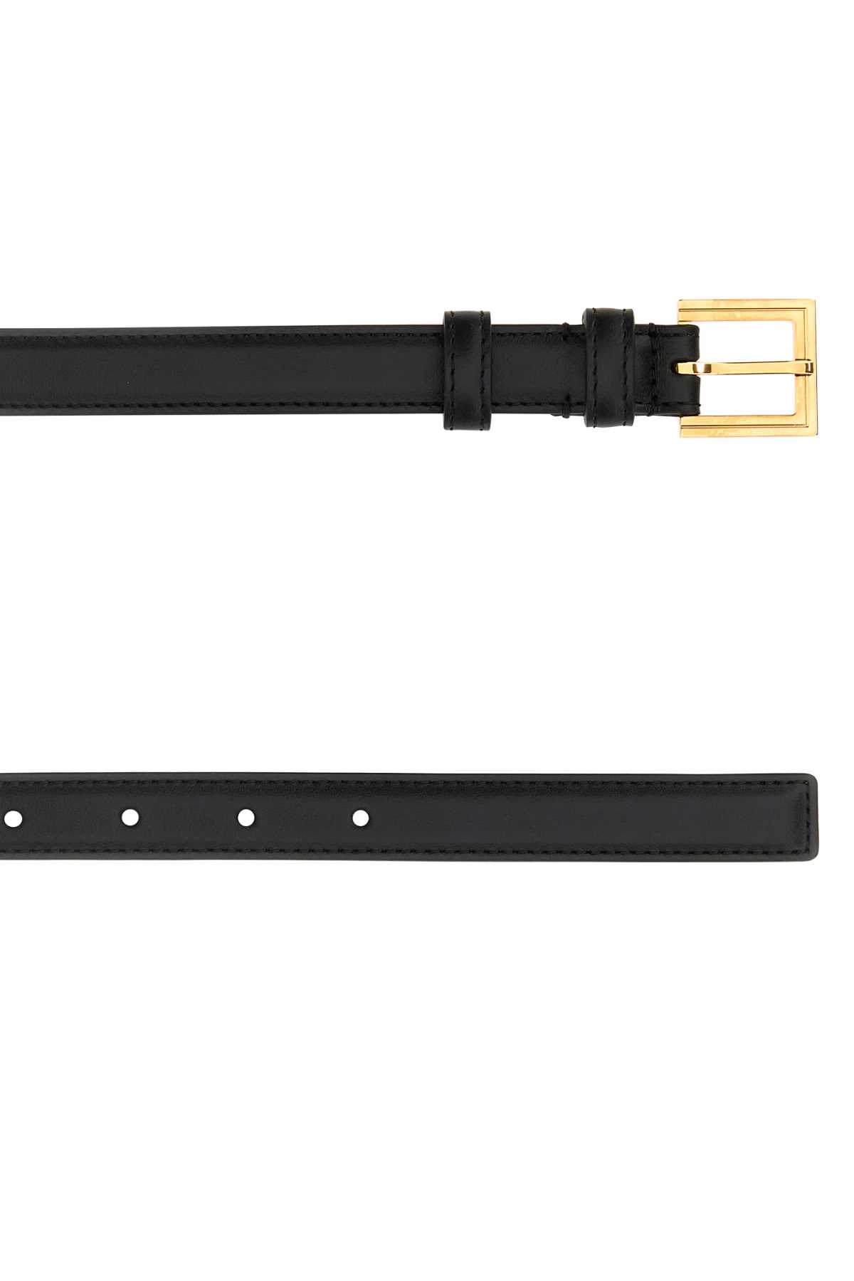 Versace Black Leather Belt In Blackgold