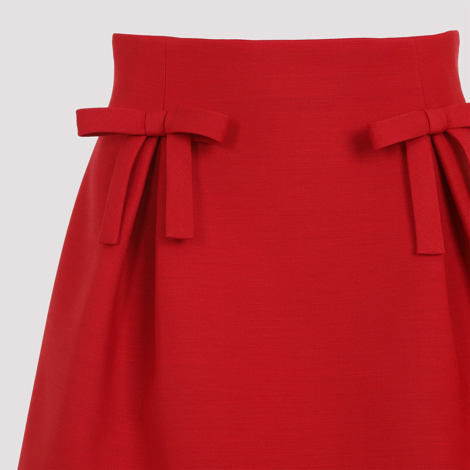 Valentino Bow-detailed Pleated Wool And Silk-blend Mini Skirt In M Paris