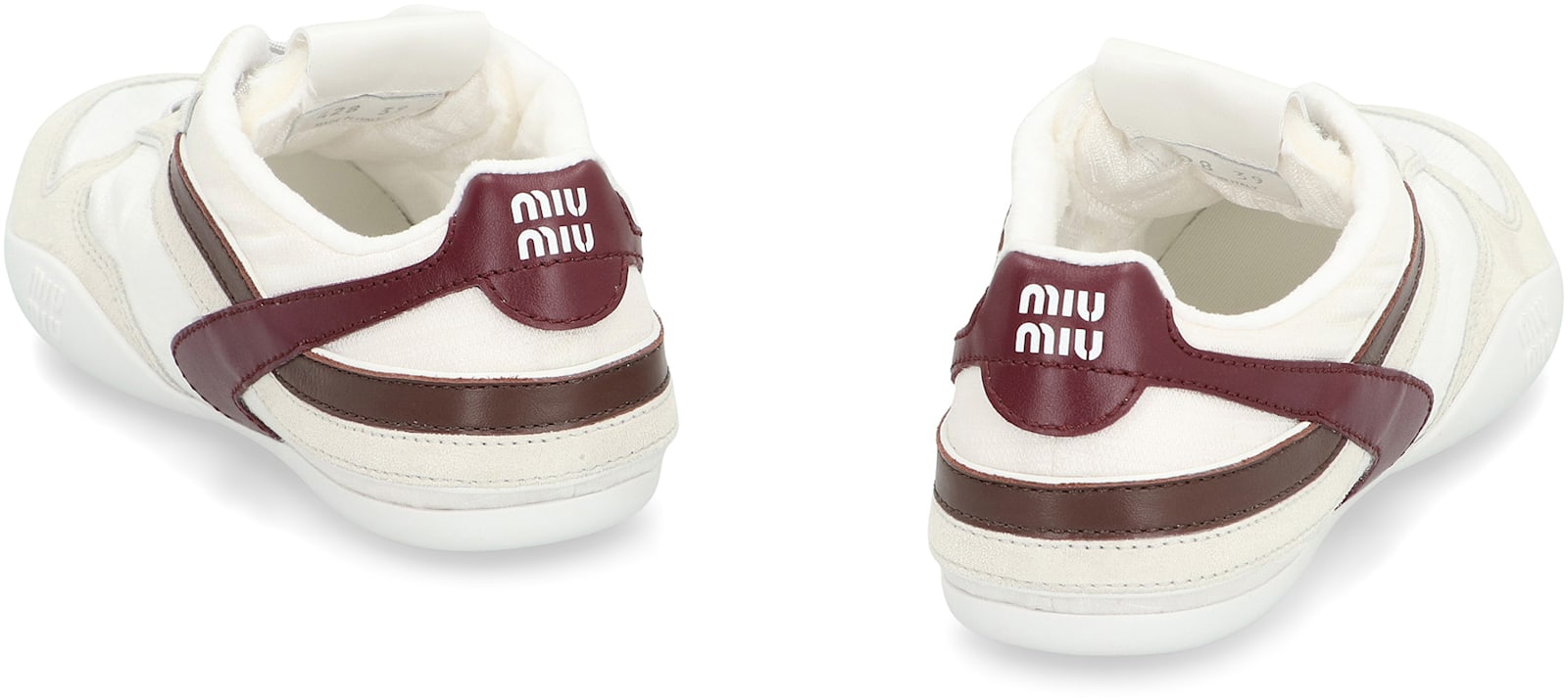 Miu Miu Techno Fabric And Leather Sneakers In White