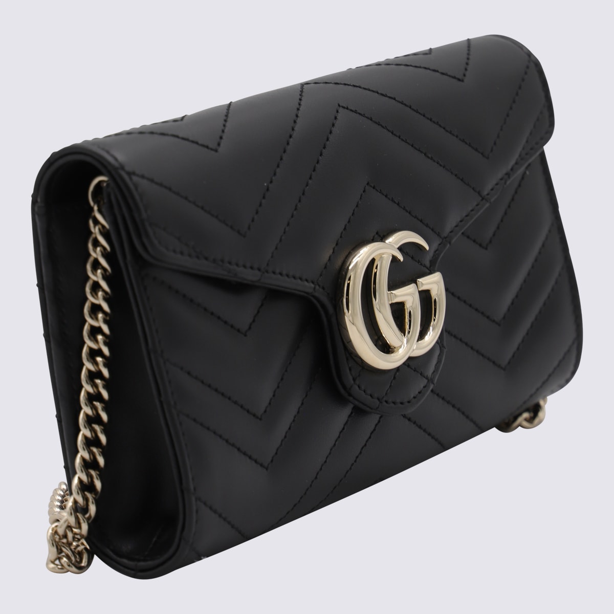 Gucci Women Gg Marmont Chain Wallet In Black