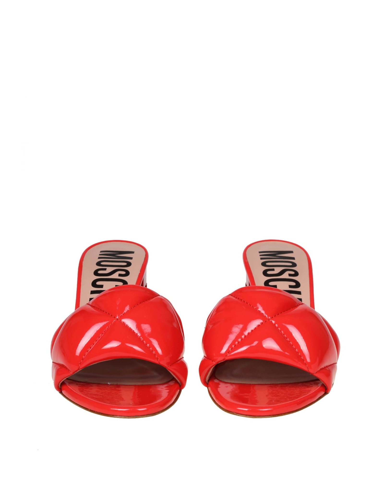 MOSCHINO SAANDALO IN RED MATELASSE LEATHER