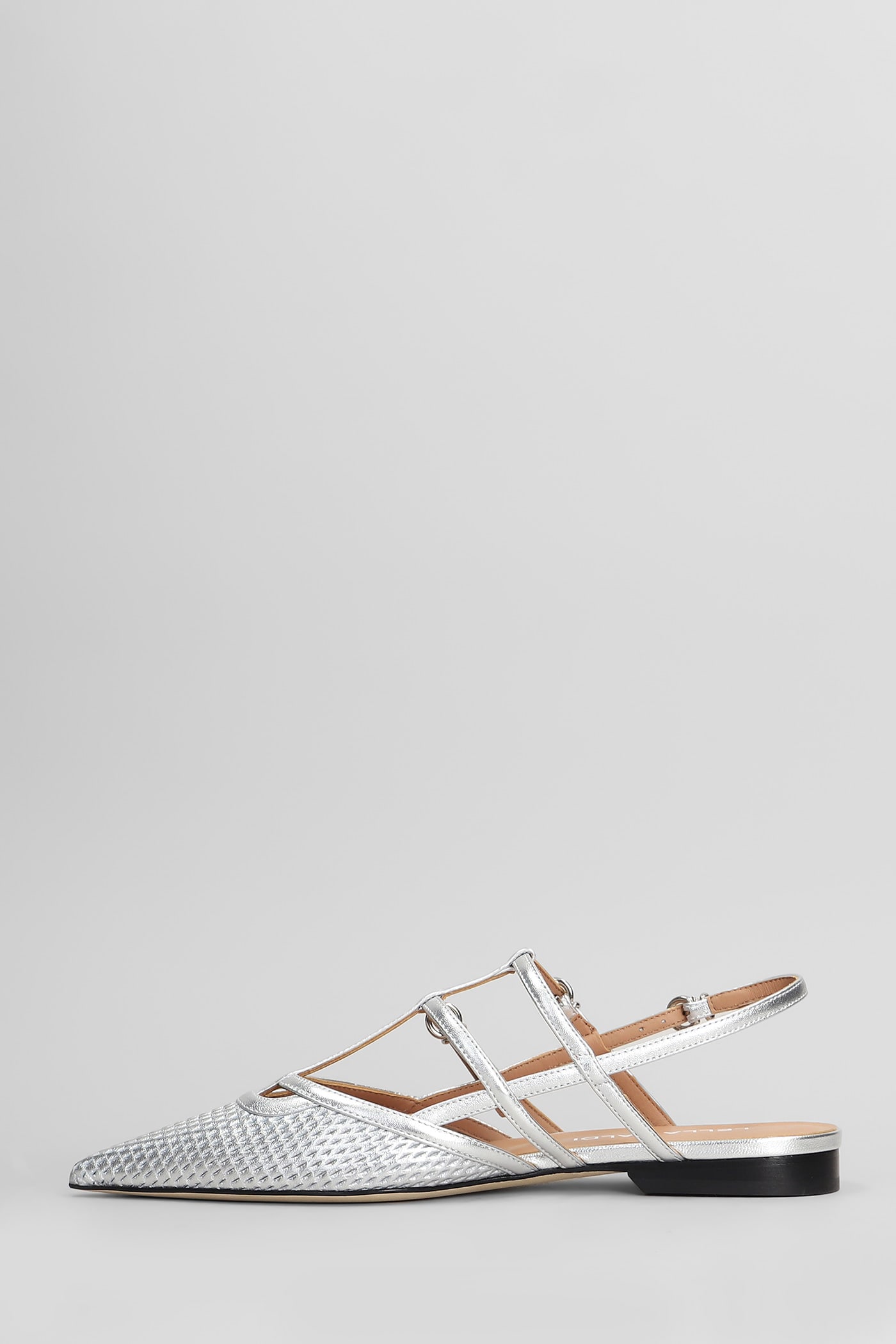 LELLA BALDI BALLET FLATS IN SILVER LEATHER
