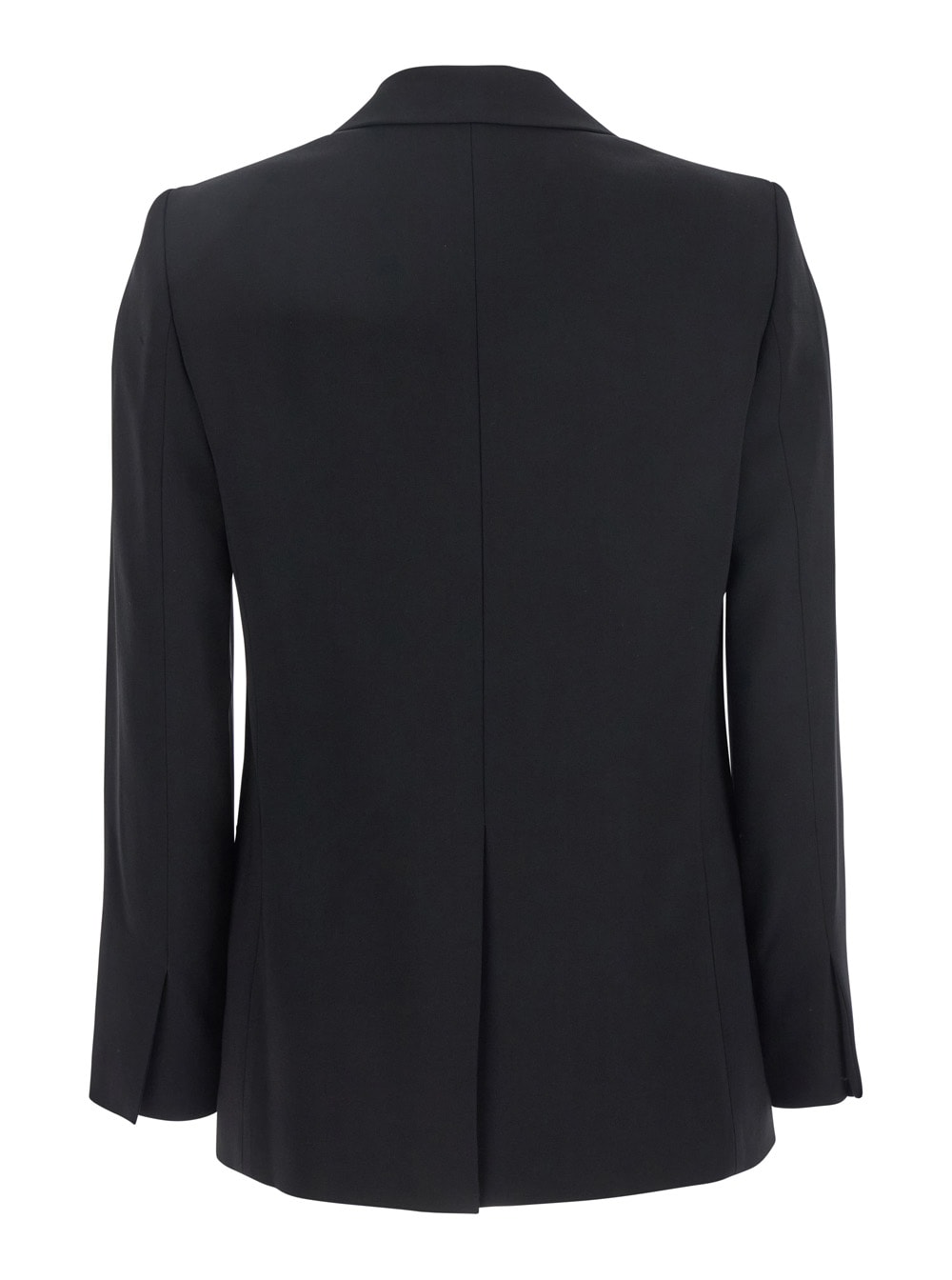 Shop Theory Black Double Breasted Jacket With Shoulder Pads In Tech Fabric Woman