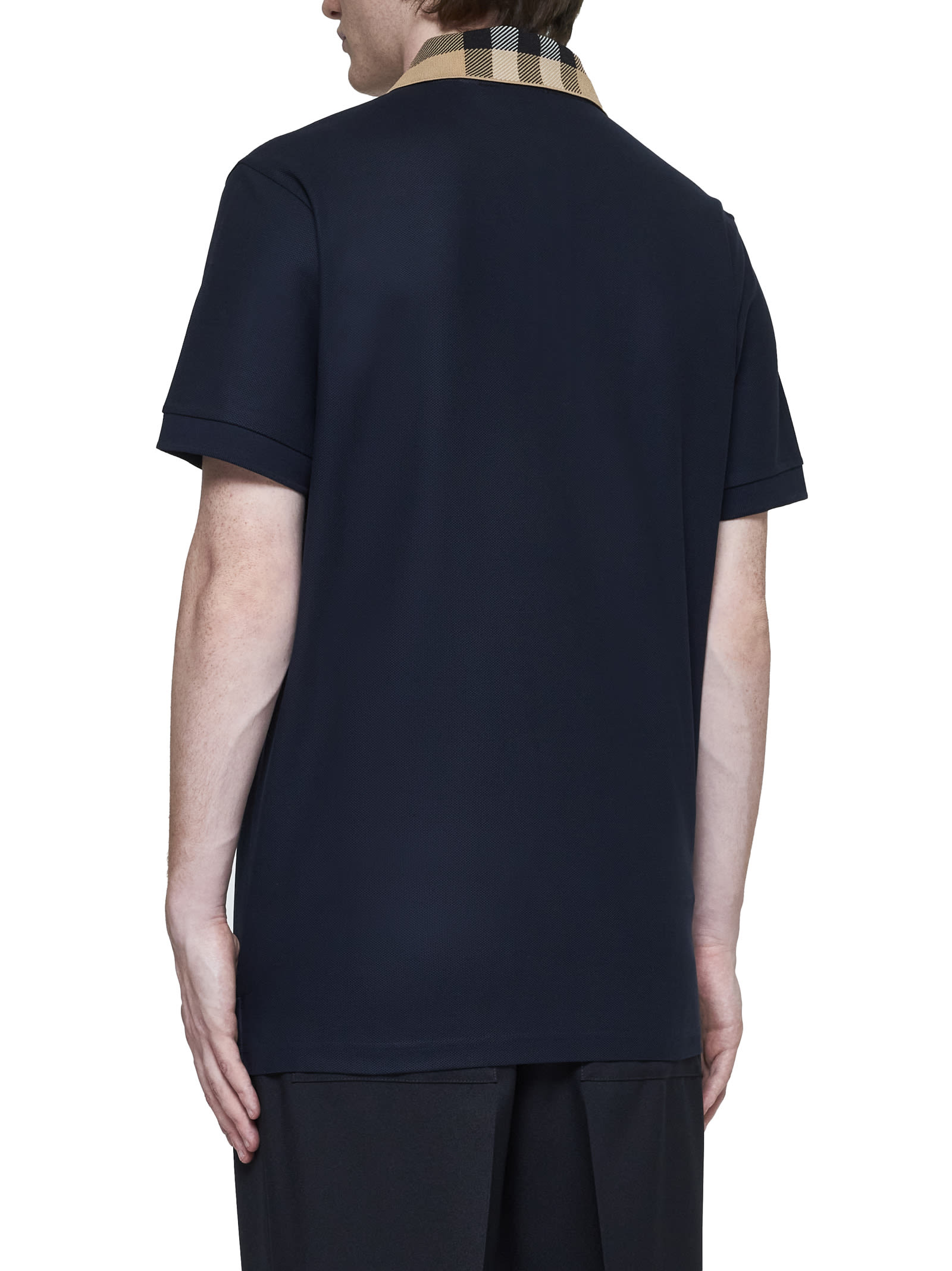 Shop Burberry Polo Shirt In Smoked Navy