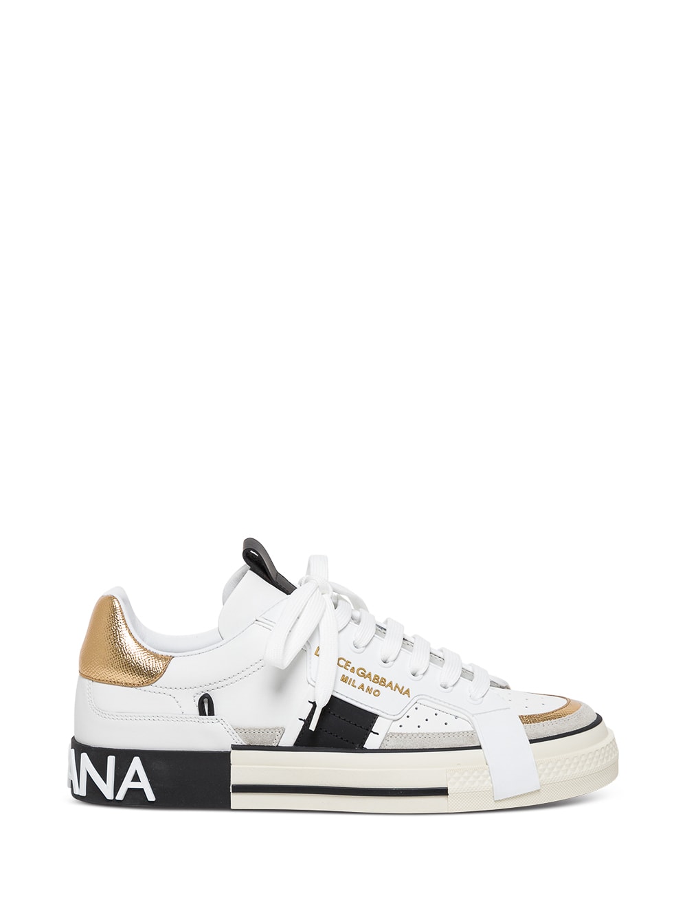 Dolce & Gabbana Custom Leather Sneakers With Metallic Inserts