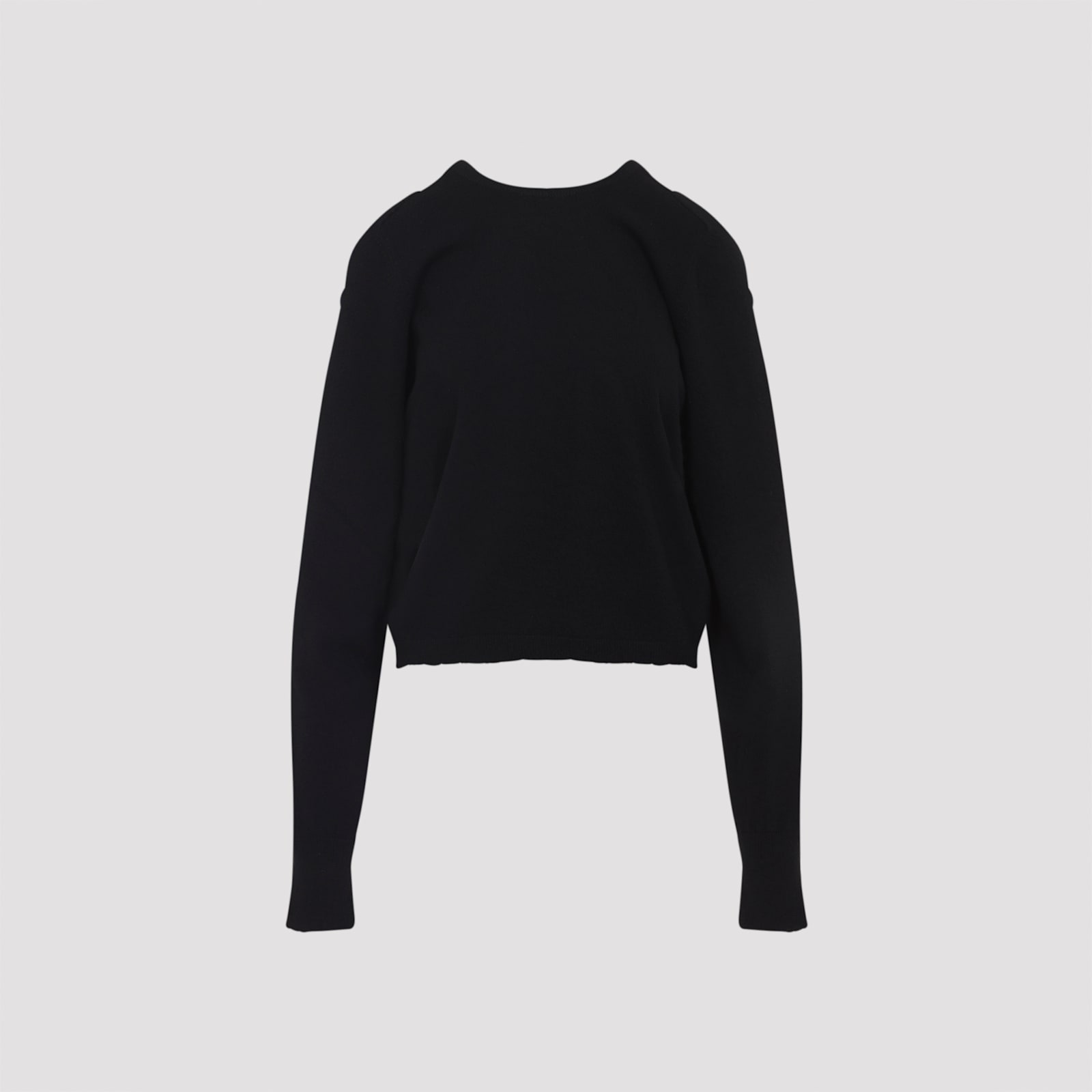 Maison Margiela Long-sleeved Wool Sweater With Cropped Fit And Minimalist Details In Black