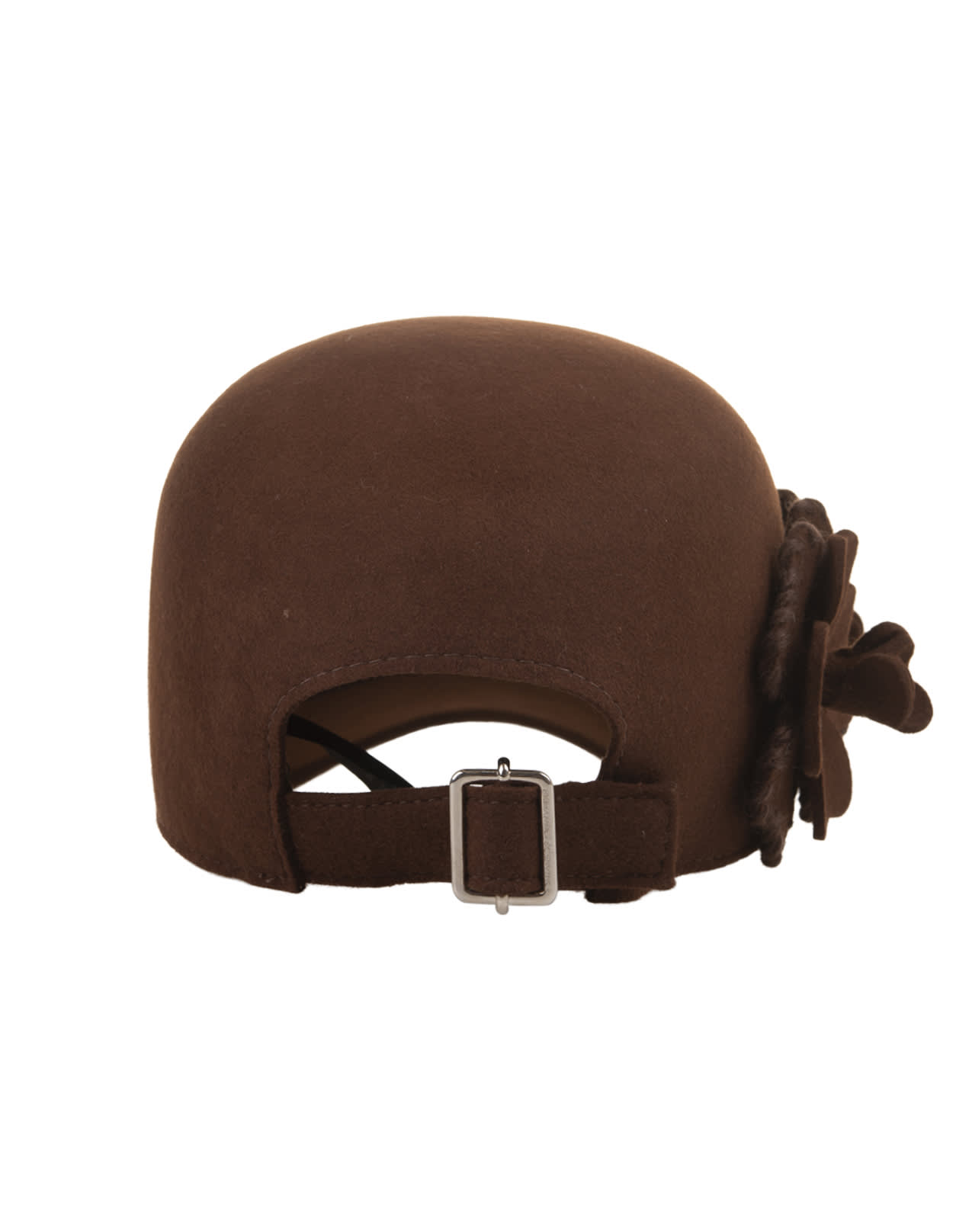 Shop Ermanno Scervino Brown Baseball Hat With Flower Appliqué