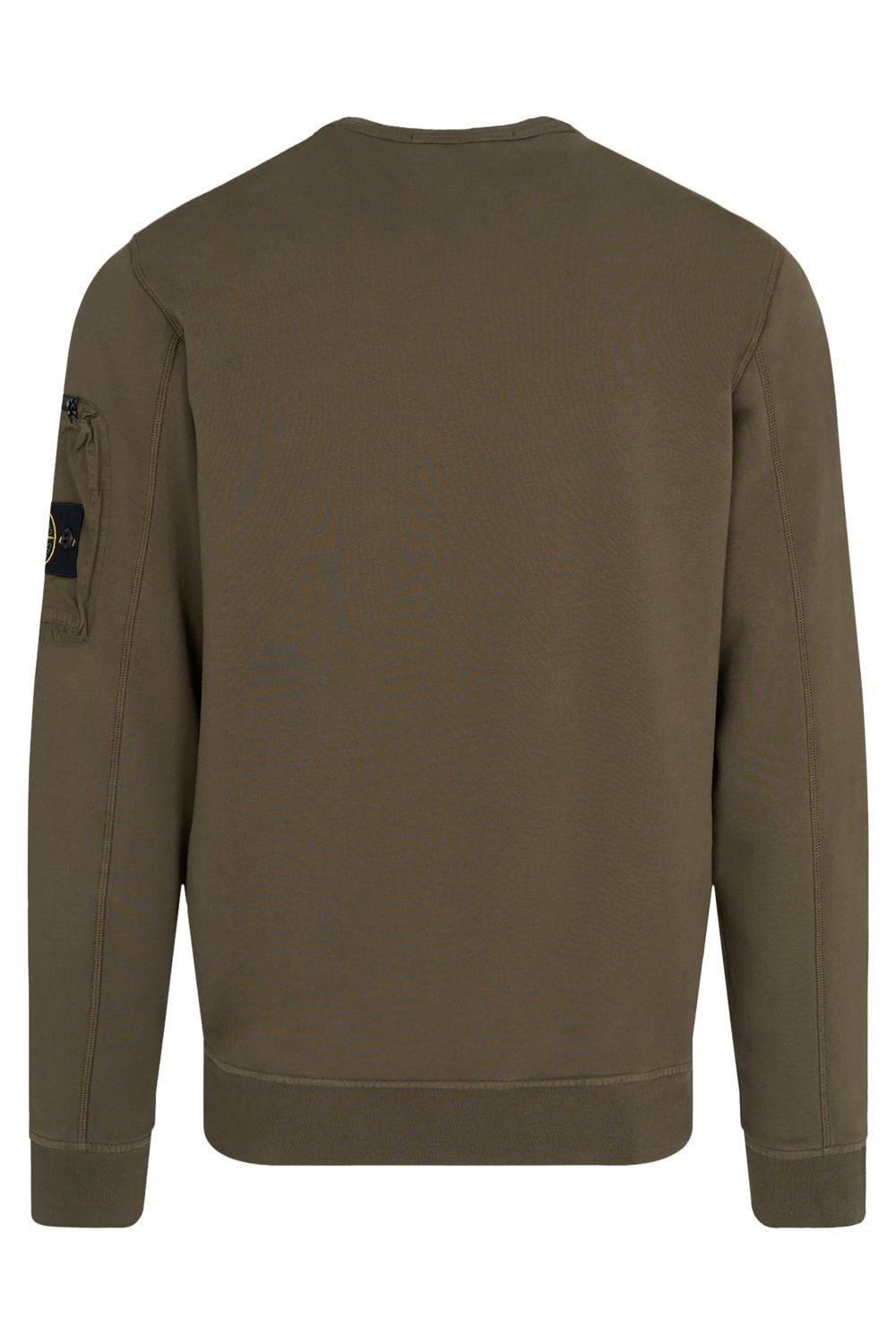Stone Island Compass Patch Crewneck Sweatshirt In Green