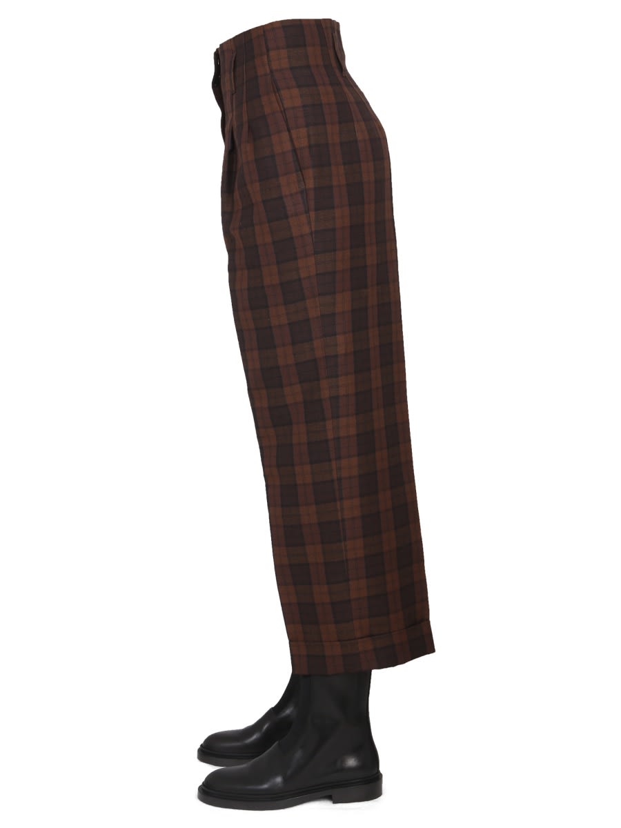 Shop Margaret Howell Stitchpleatcrop Pants In Brown