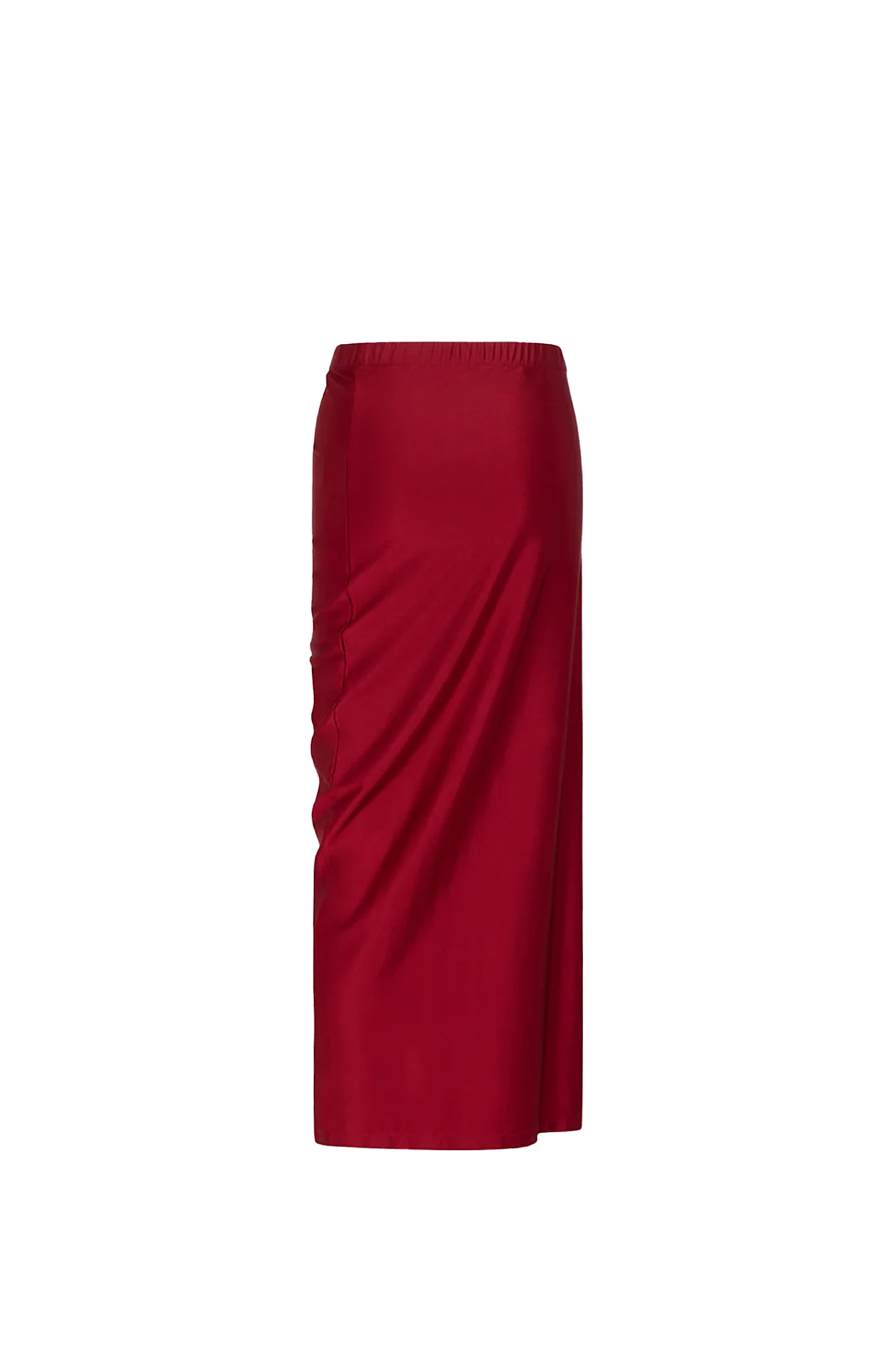 Rabanne Gathered Jersey Midi Skirt In Scarlet Red In Scarlet Red