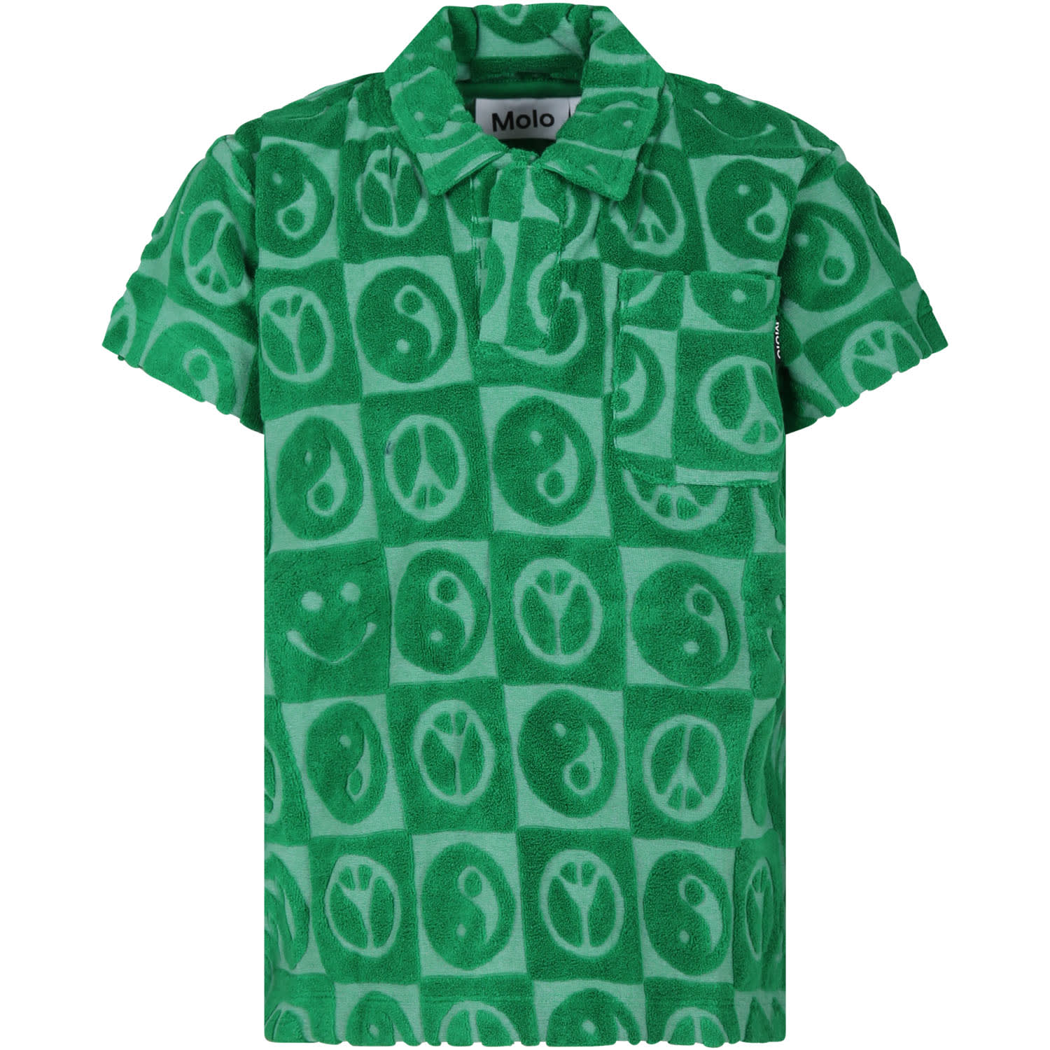 Molo Kids' Green T-shirt For Boy With Yin And Yang