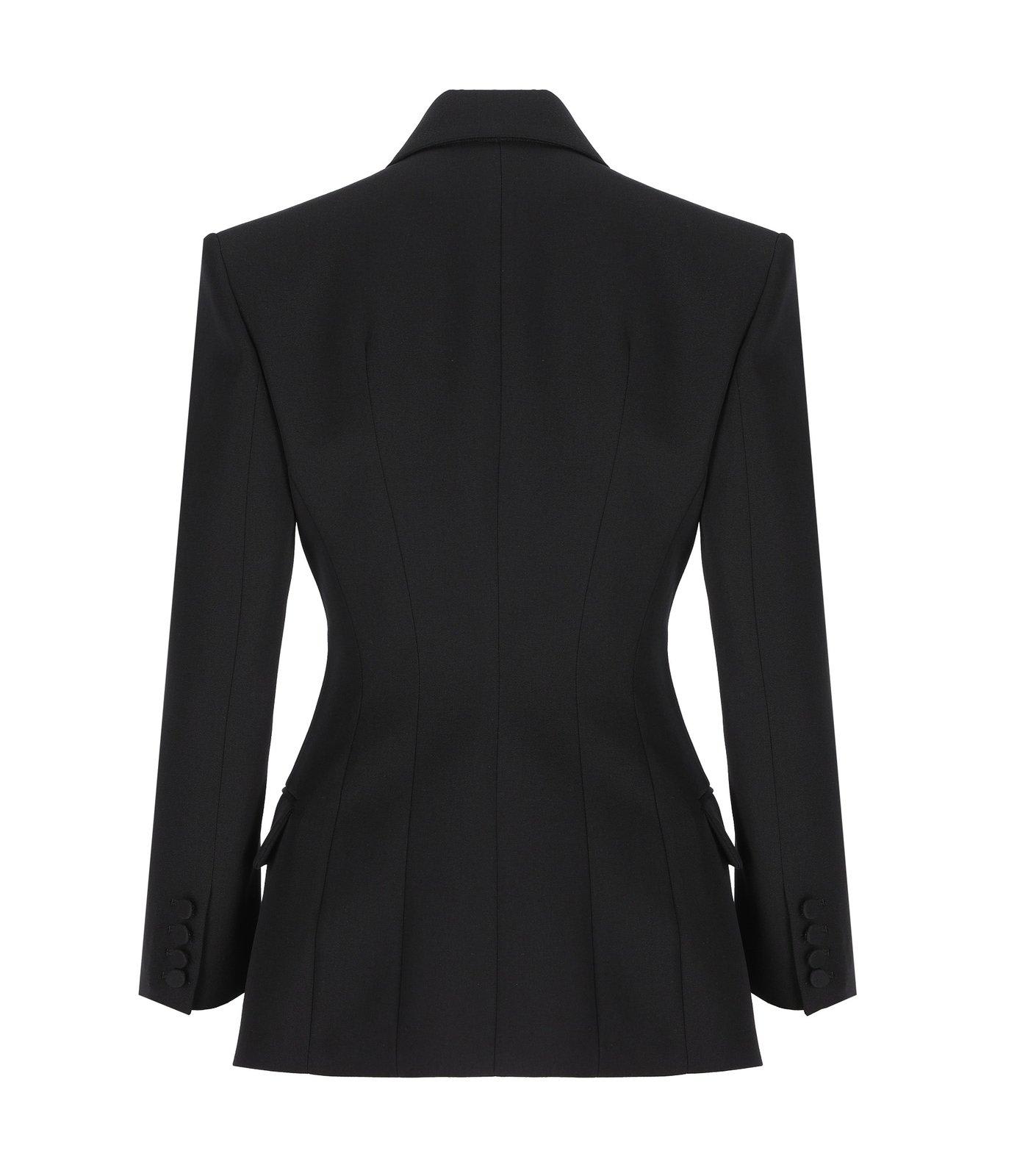 Shop Valentino Double-breasted Long-sleeved Blazer In Black