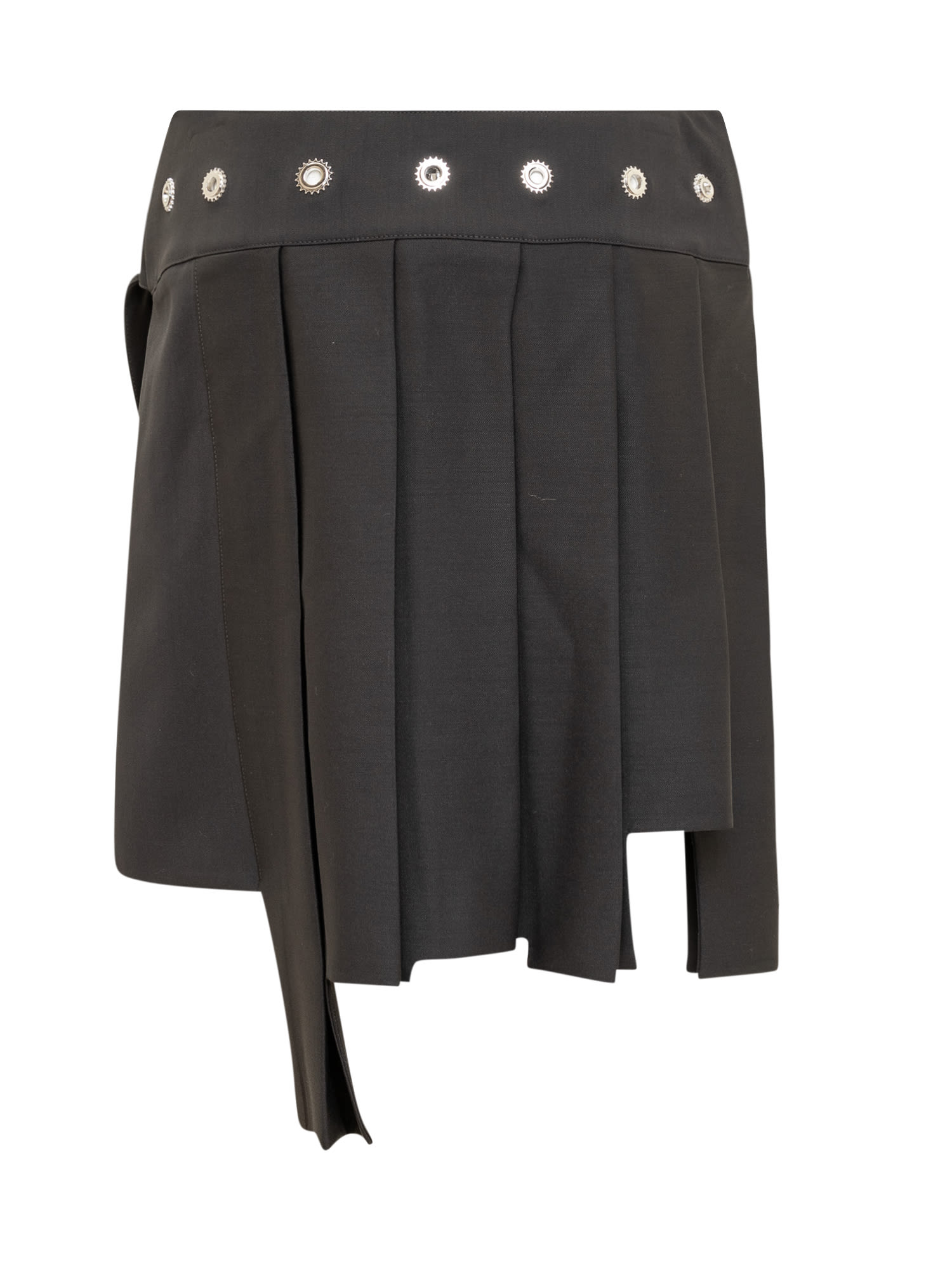 Shop Off-white Pleated Asymmetric Skirt In Black