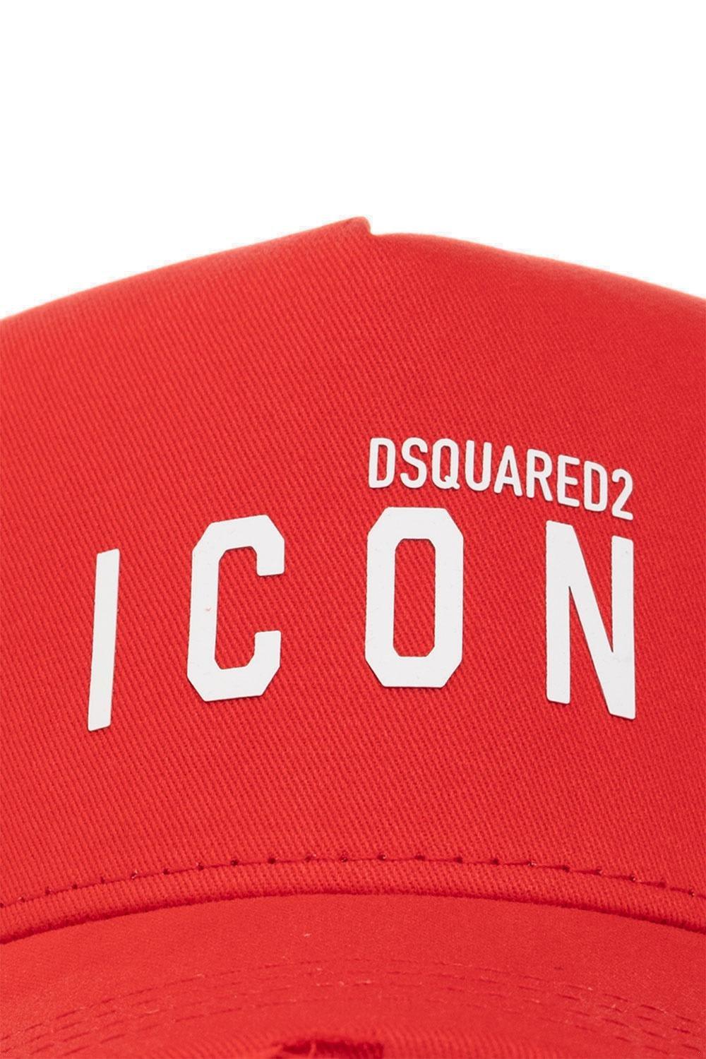 Shop Dsquared2 Logo Printed Curved Peak Cap In Red