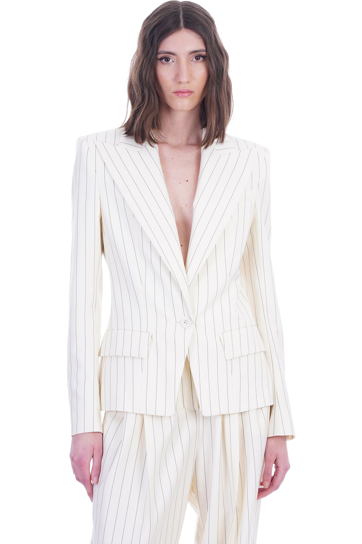 ALEXANDRE VAUTHIER BLAZER IN WHITE POLYAMIDE POLYESTER