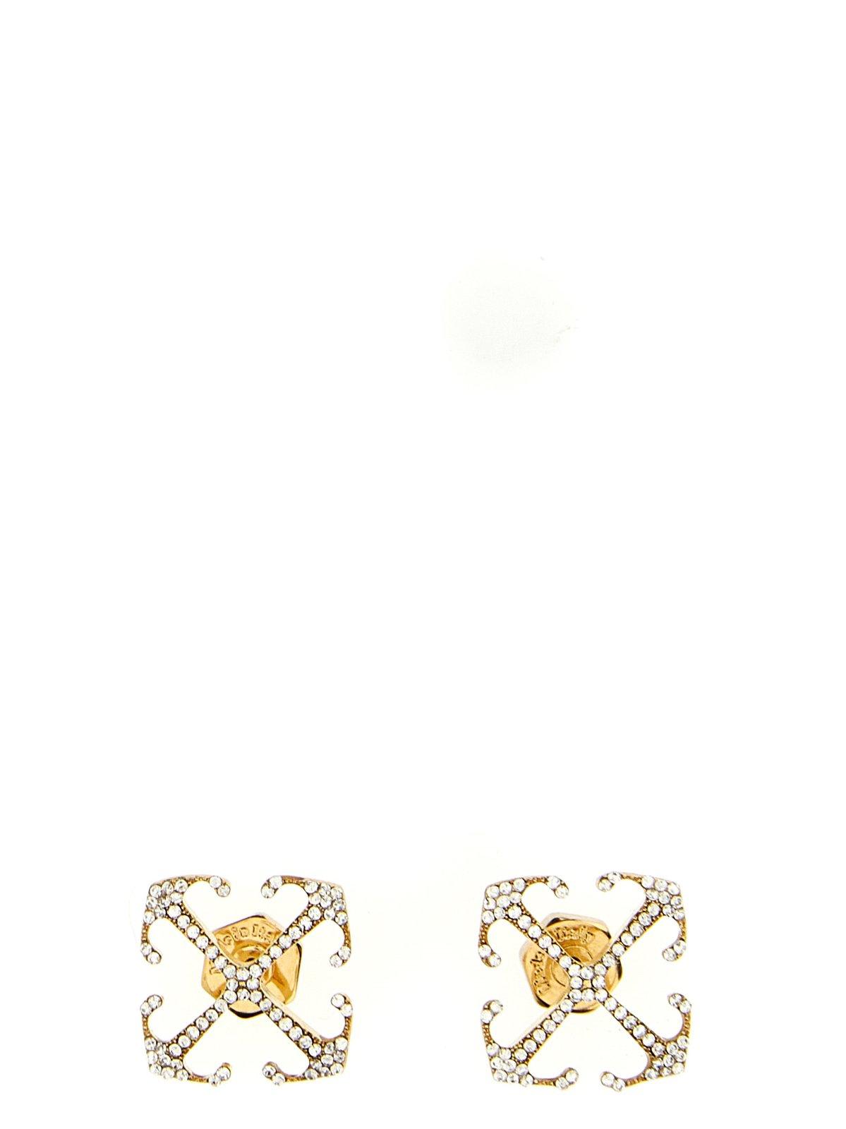Shop Off-white Mini Arrow Embellished Earrings In Gold
