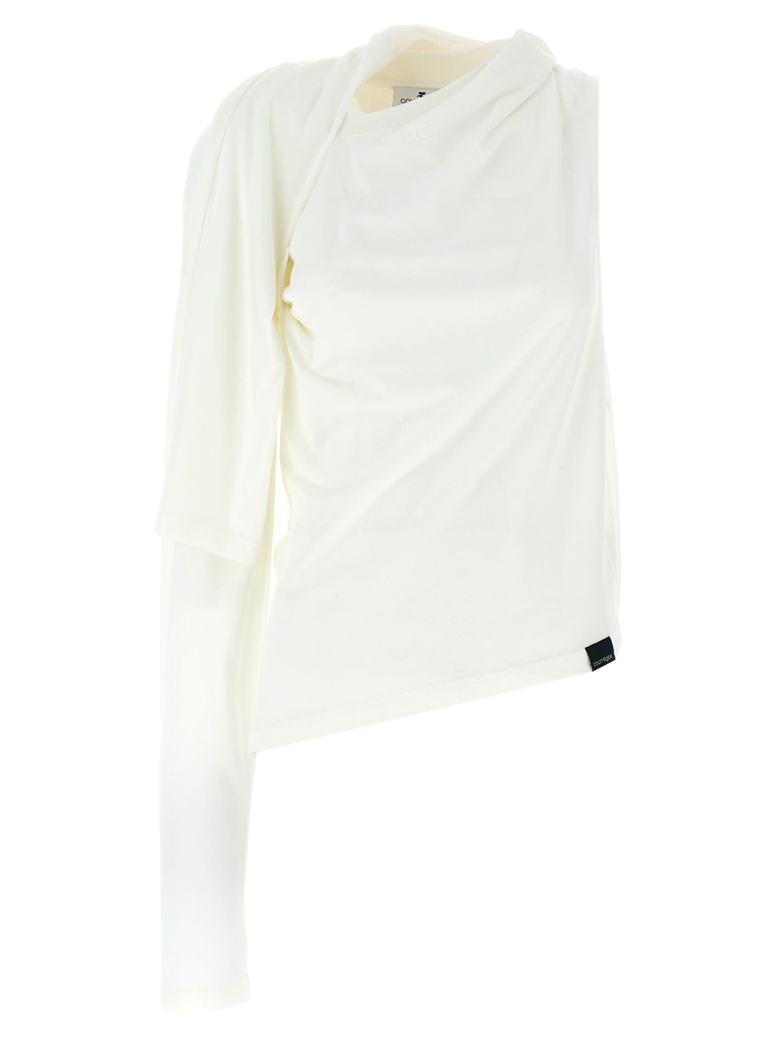 Shop Courrèges Asymetrique Off The Shoulder T-shirt In White