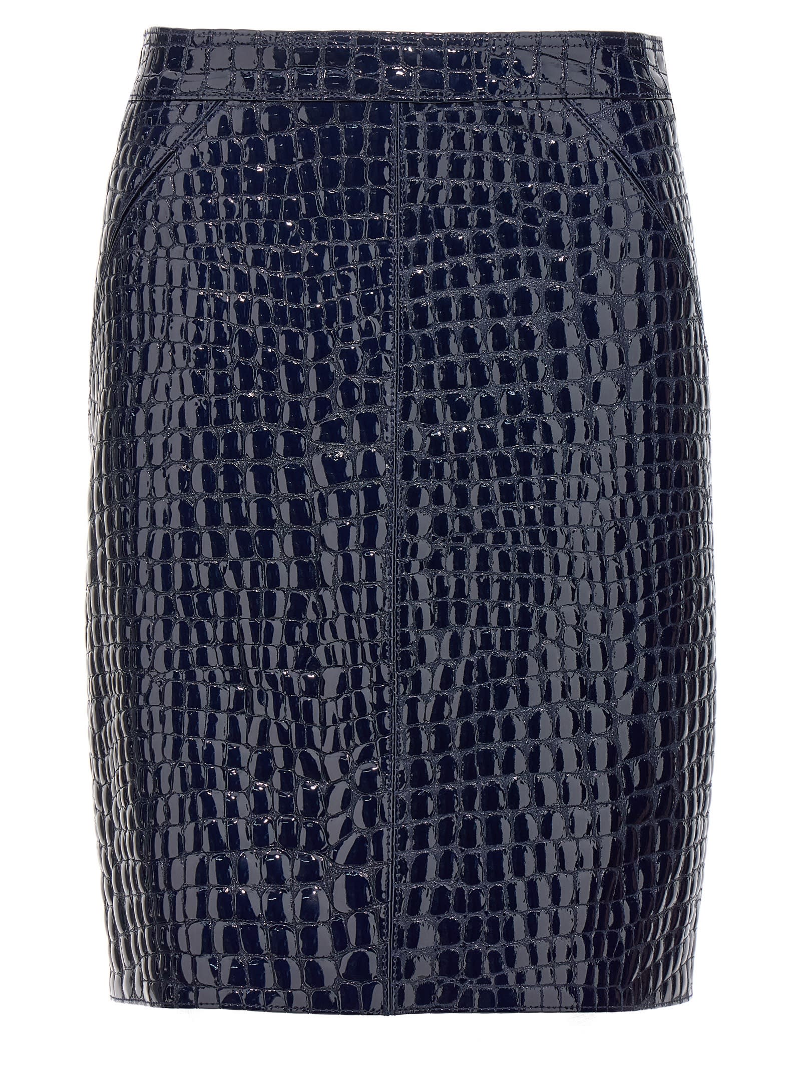 Shop Tom Ford Croc Print Skirt In Blue