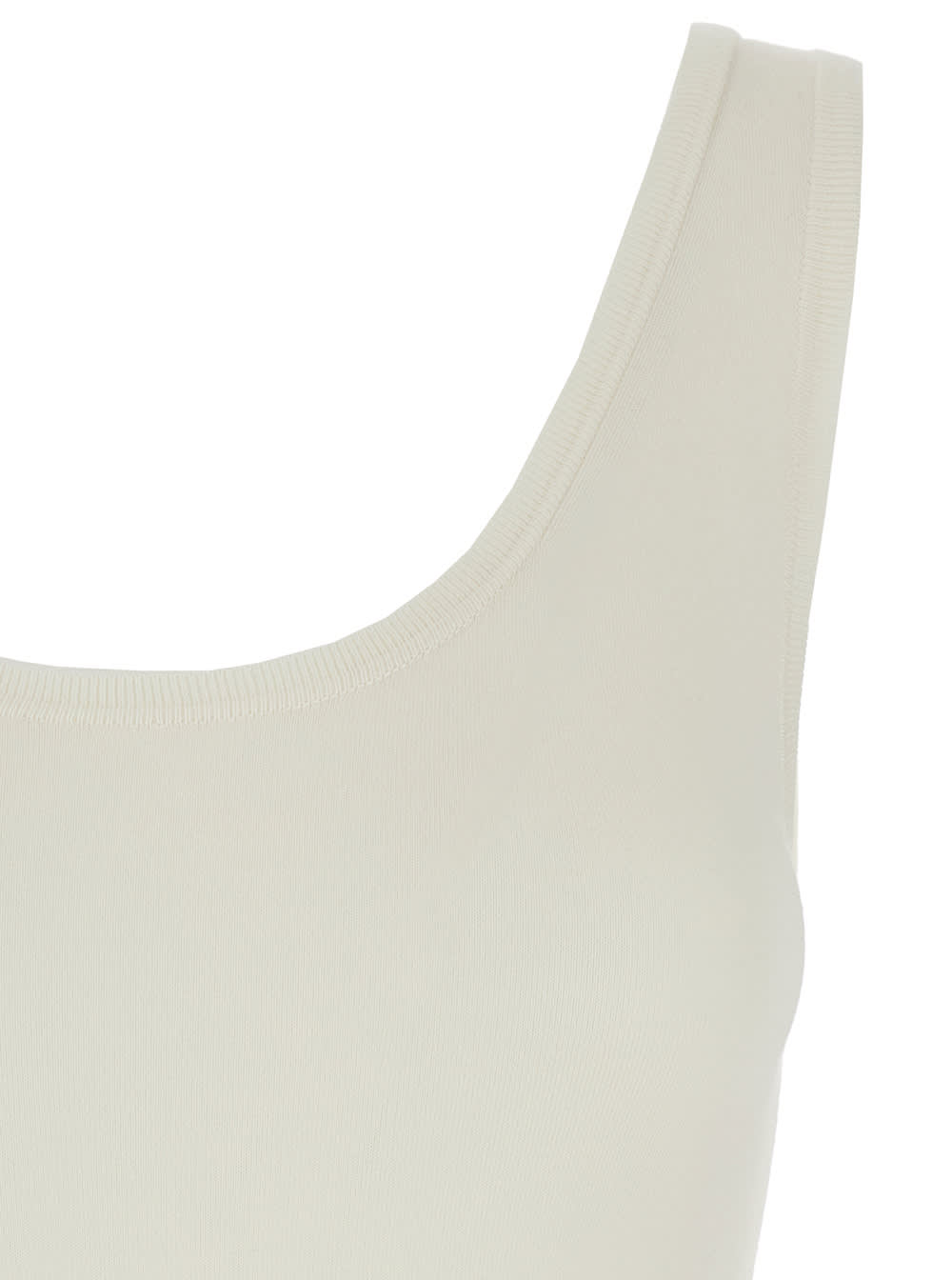 Phoebe Philo White Bodysuit With Round Neck In Silk Blend Stretch Woman In White