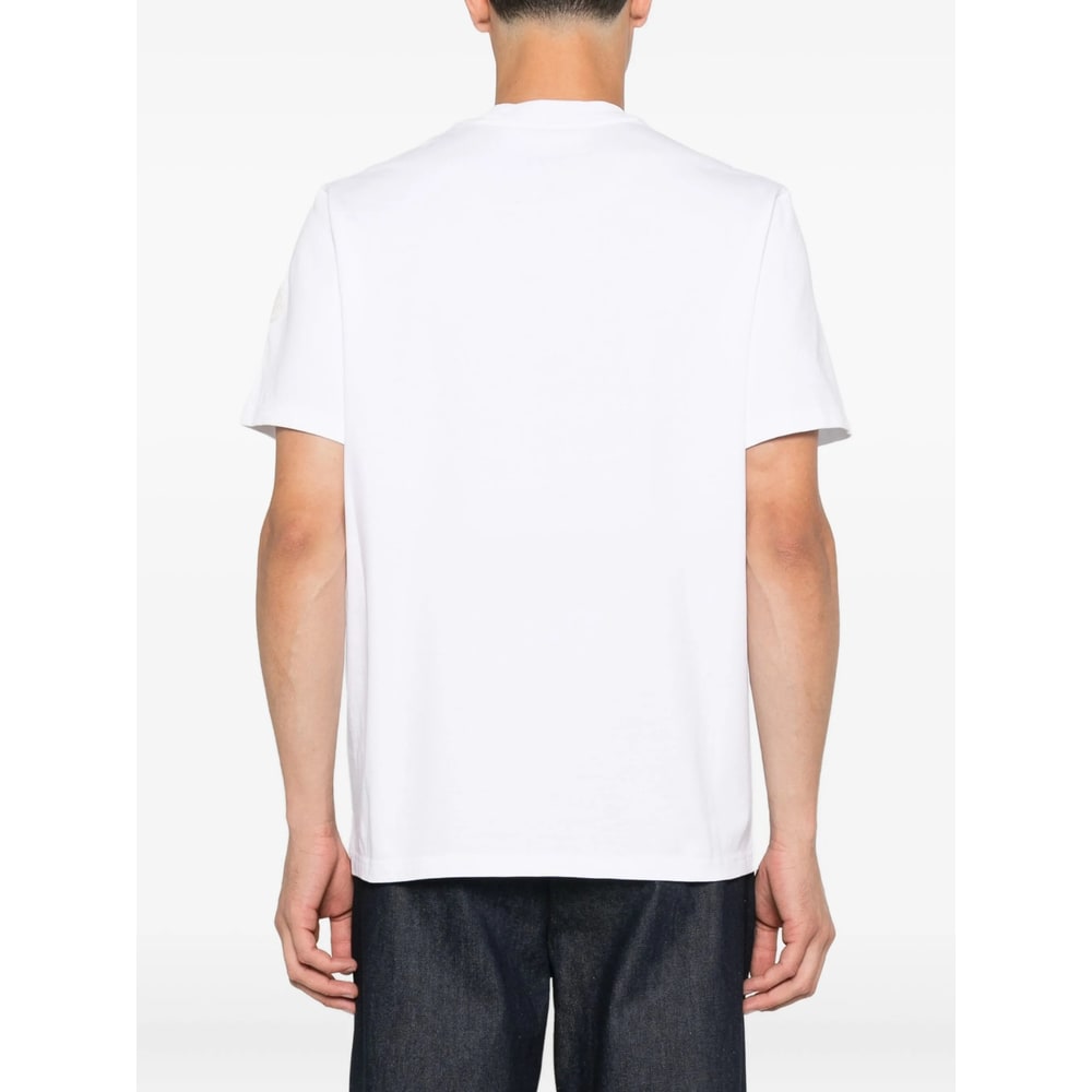 Moncler Mens White Graphic-print Crewneck Cotton T-shirt