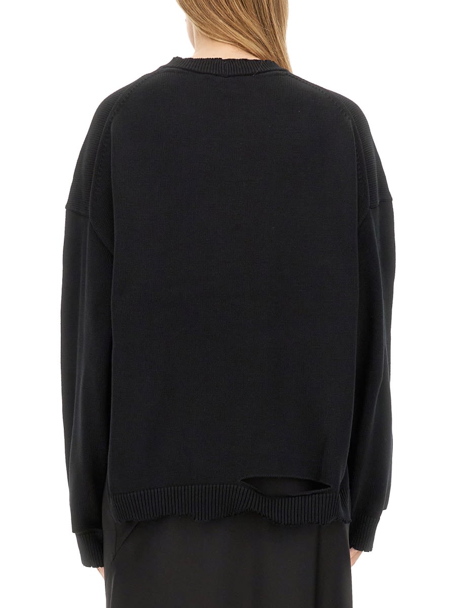 Shop Helmut Lang Distressed Sweater In Black