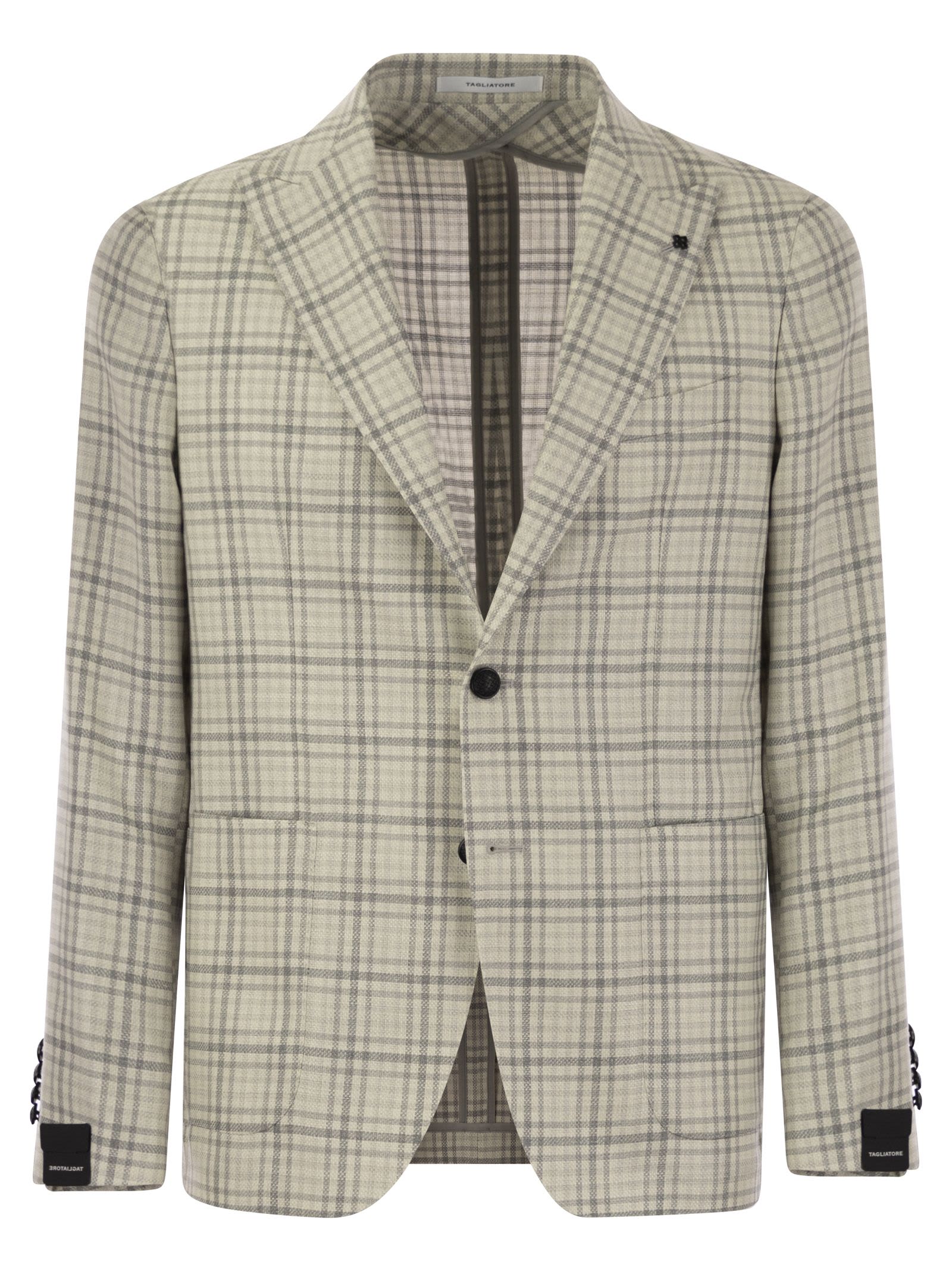 Shop Tagliatore Check Pattern Jacket In Grey