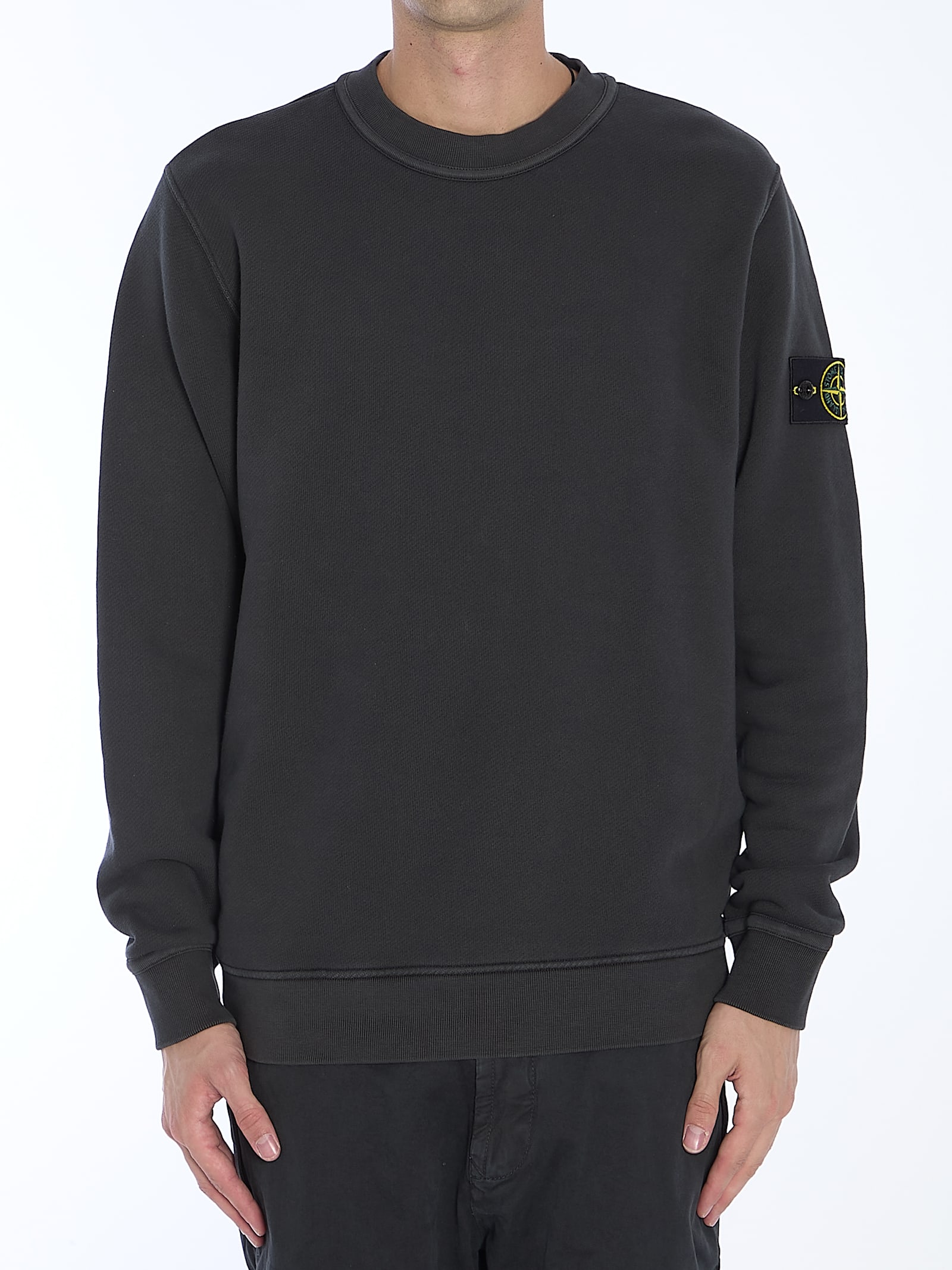 Shop Stone Island Cotton Sweatshirt In Grey