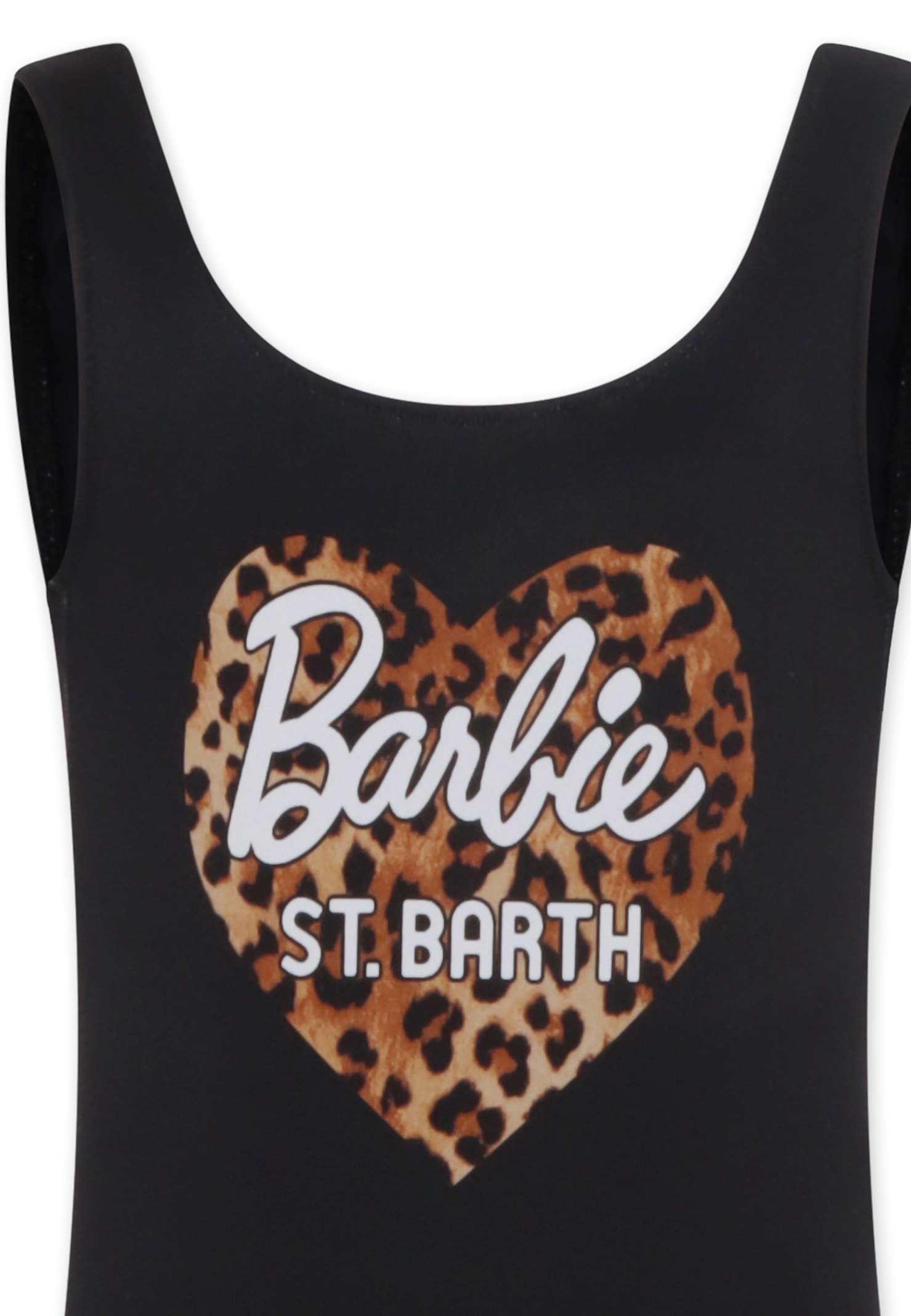 Mc2 Saint Barth Black Swimsuit For Girl With Heart In Black