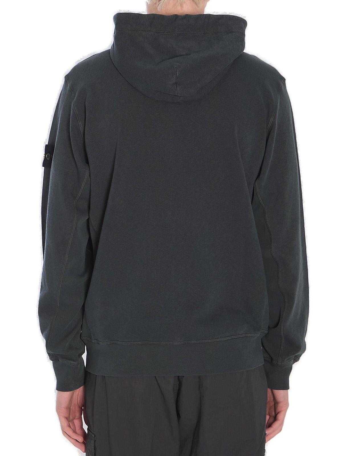 Stone Island Front Zip Closure Grey Zipper Hoodie