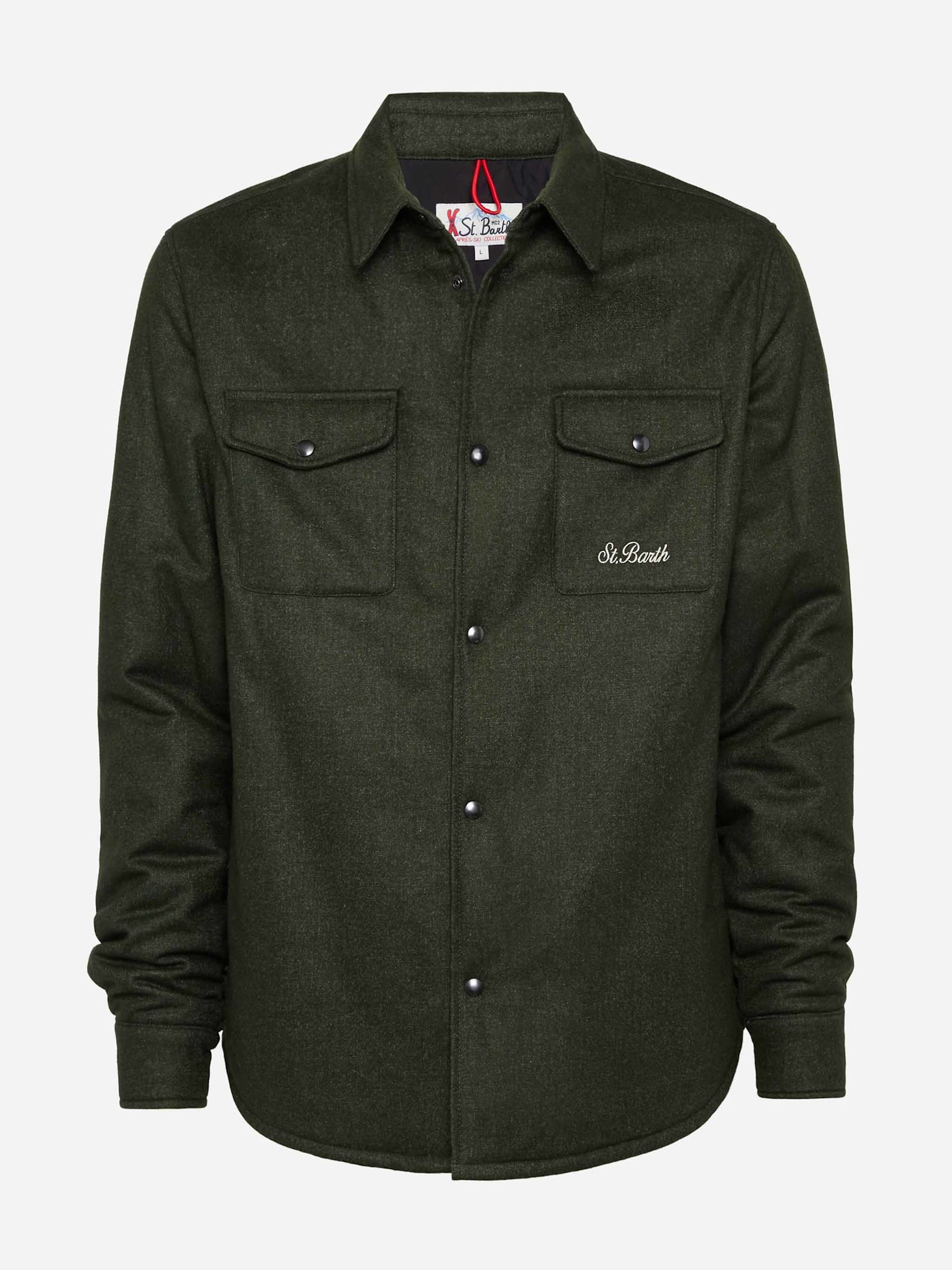 Mc2 Saint Barth Wooly Green Overshirt Chalet With St. Barth Embroidery In Green