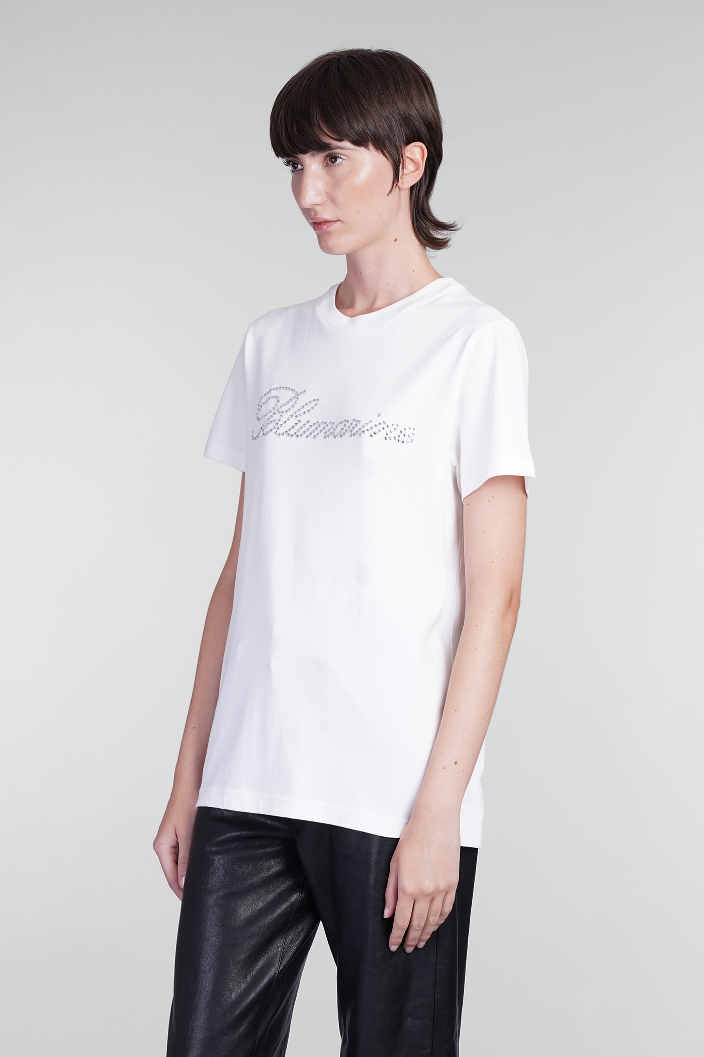 Blumarine Rhinestone-embellished Butterfly-motif T-shirt In White