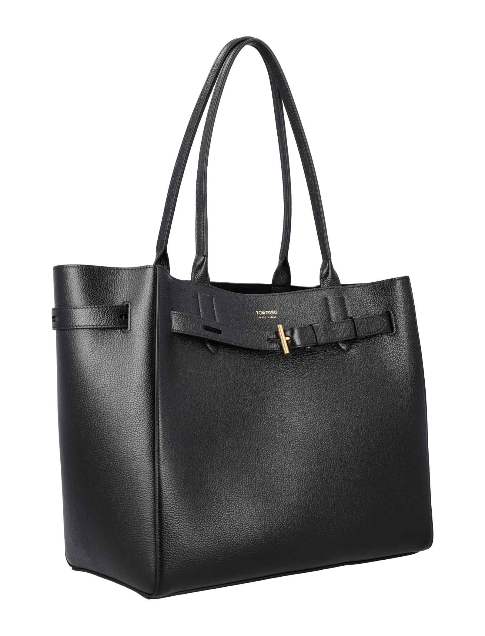 Shop Tom Ford Mini T Medium Tote Bag In Black