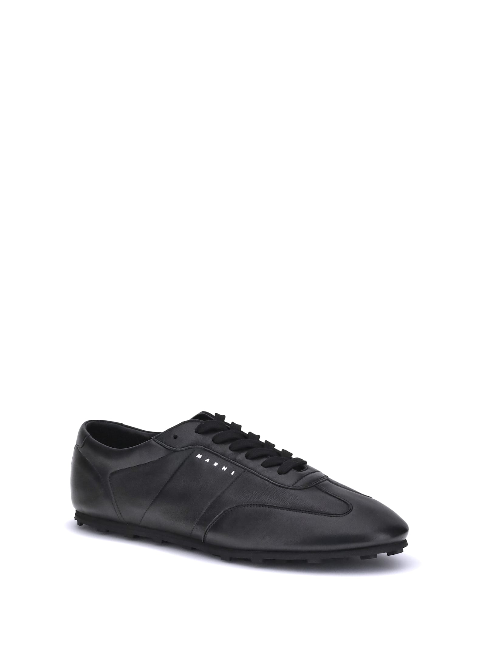 Marni Leather Low-top Sneakers And Contrasting Sole In Black