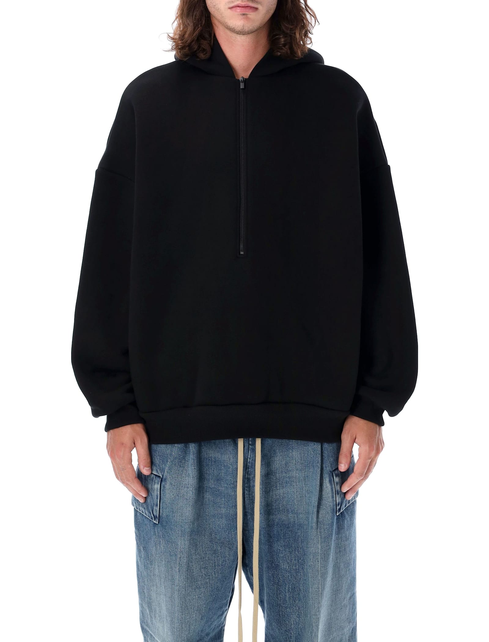 Shop Fear Of God Half Zip Hoodie In Black