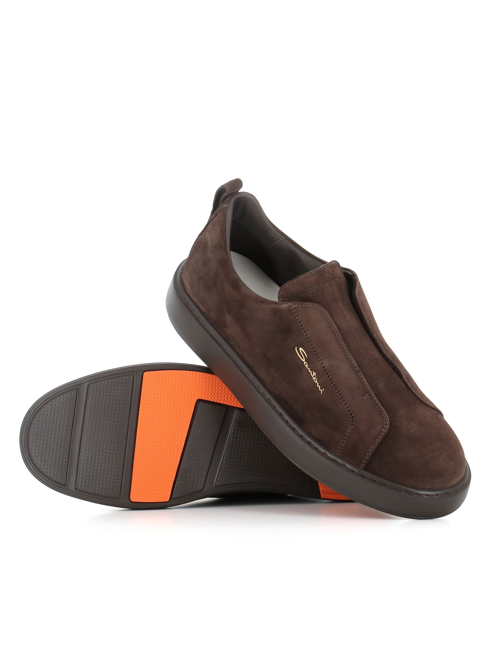 Shop Santoni Sneaker Victor In Brown