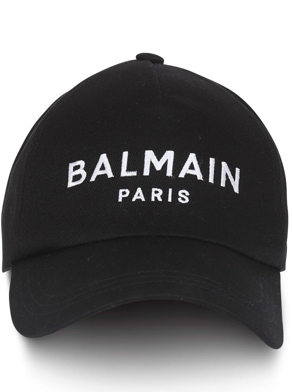 Balmain Black Baseball Cap With Contrasting Logo In Cotton Woman