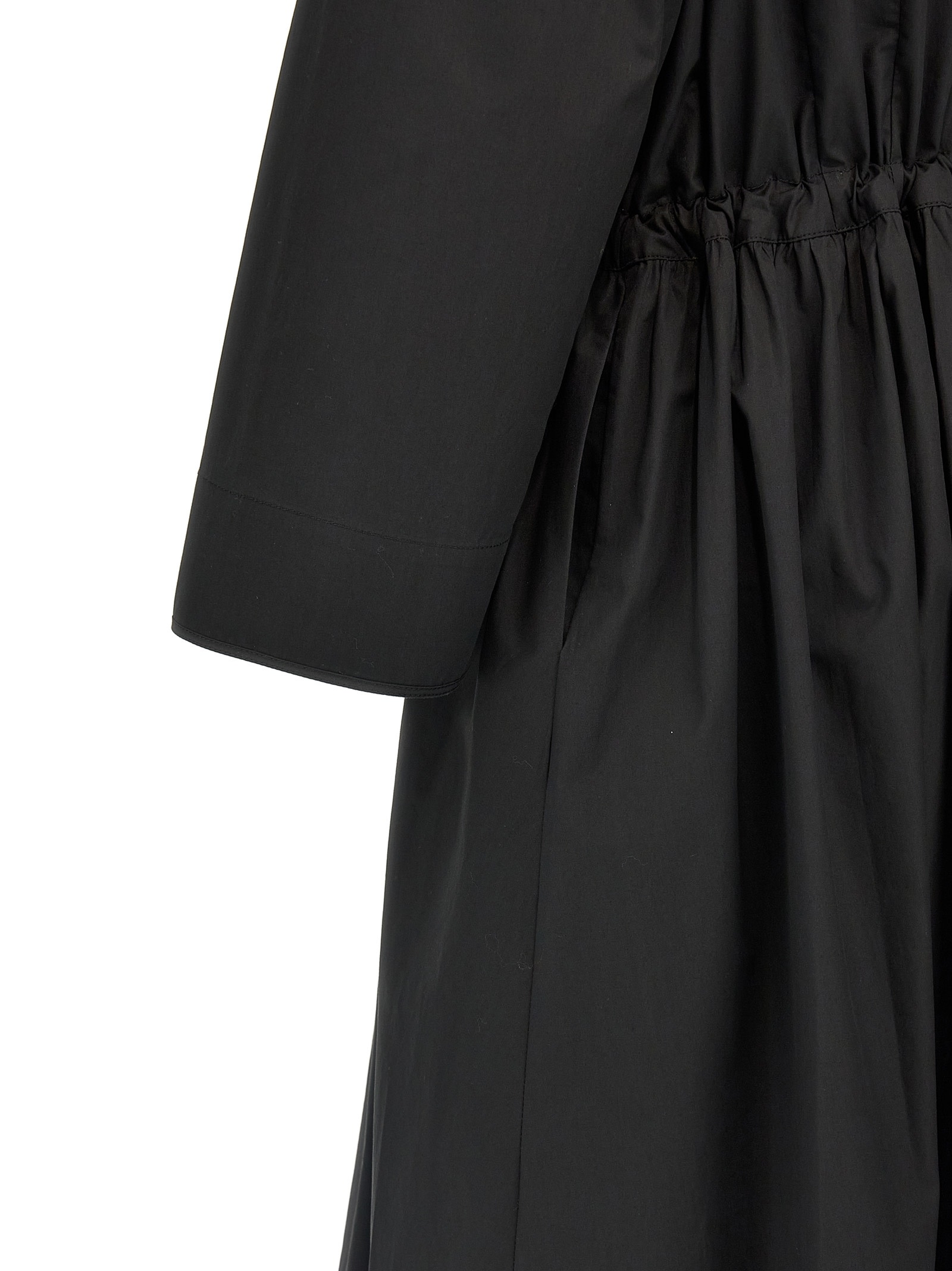 Tory Burch Cotton Chemisier Dress With Drawstring Waist In Black